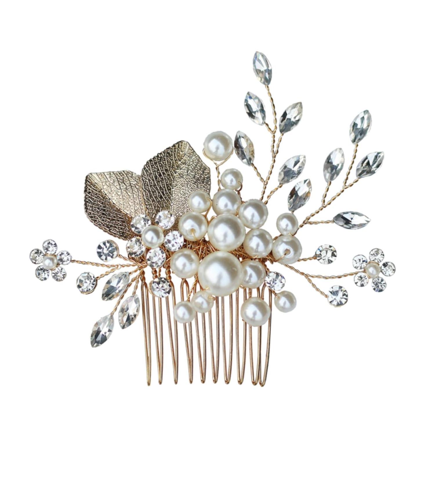MAGICLULU Beaded Hair Comb Pearl Hair Pin Flower Girl Headpiece Wedding Hair Clip Wedding Headpiece for Bride Bridal Headwear Headpieces Accessories Rhinestones Man-made Pearl Girl Child - Buy Online on GoSupps.com