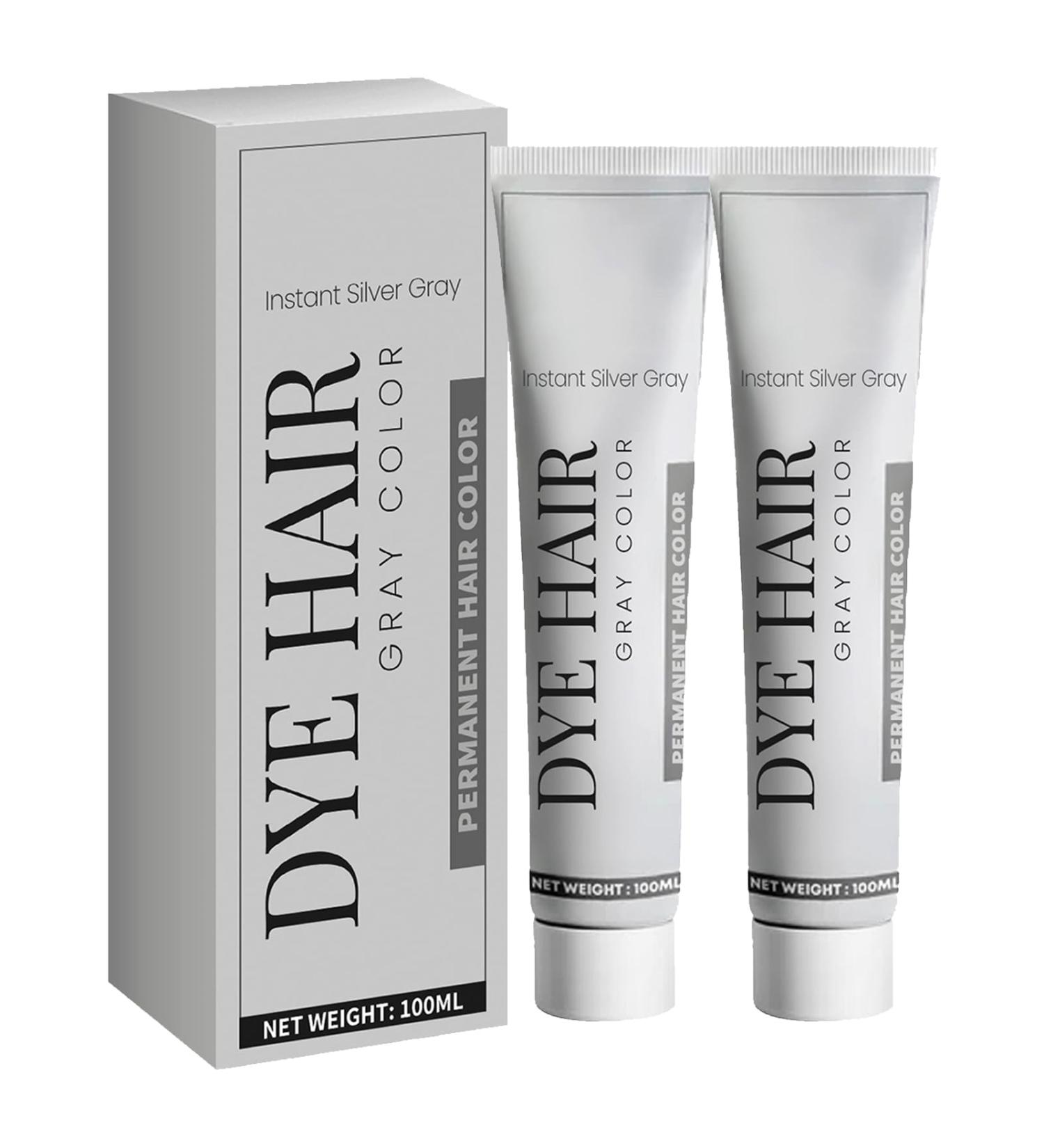 KOAHDE Unisex Silver Hair Dye Silver Gray Hair Dye Silver Gray Hair Dye Cream Silver Gray Hair Color Cream Silver Gray Natural Hair Dye Cream Hair Dye Light Gray Silver Color Cream 100ML 2PC - Buy Online on GoSupps.com