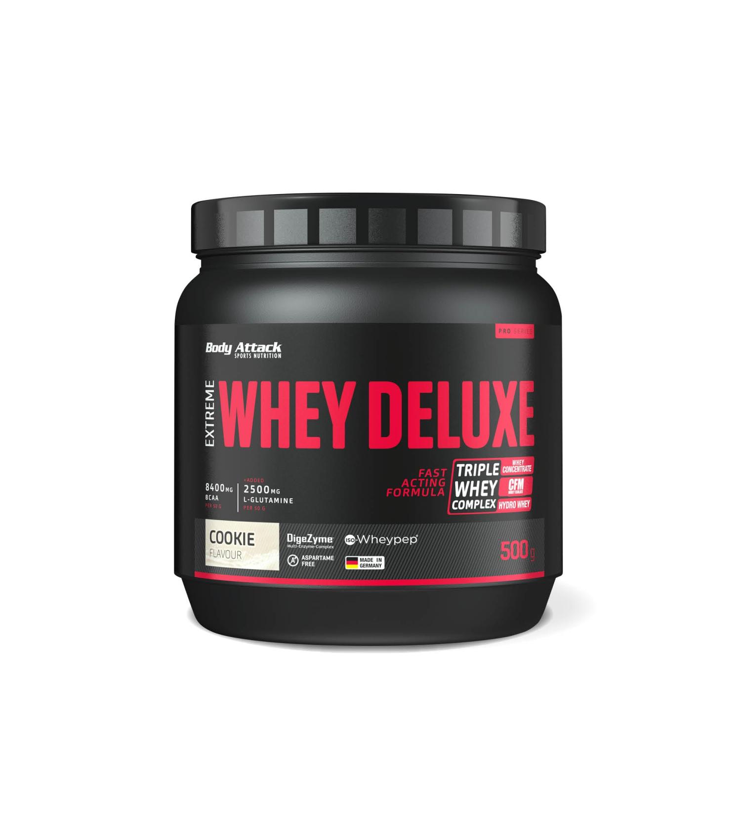 Body Attack Extreme Whey Deluxe - Cookies N Cream 500g | Protein Powder with Triple Whey Complex CFM Isolate - Low Fat & Sugar - Made in Germany - Buy Online on GoSupps.com