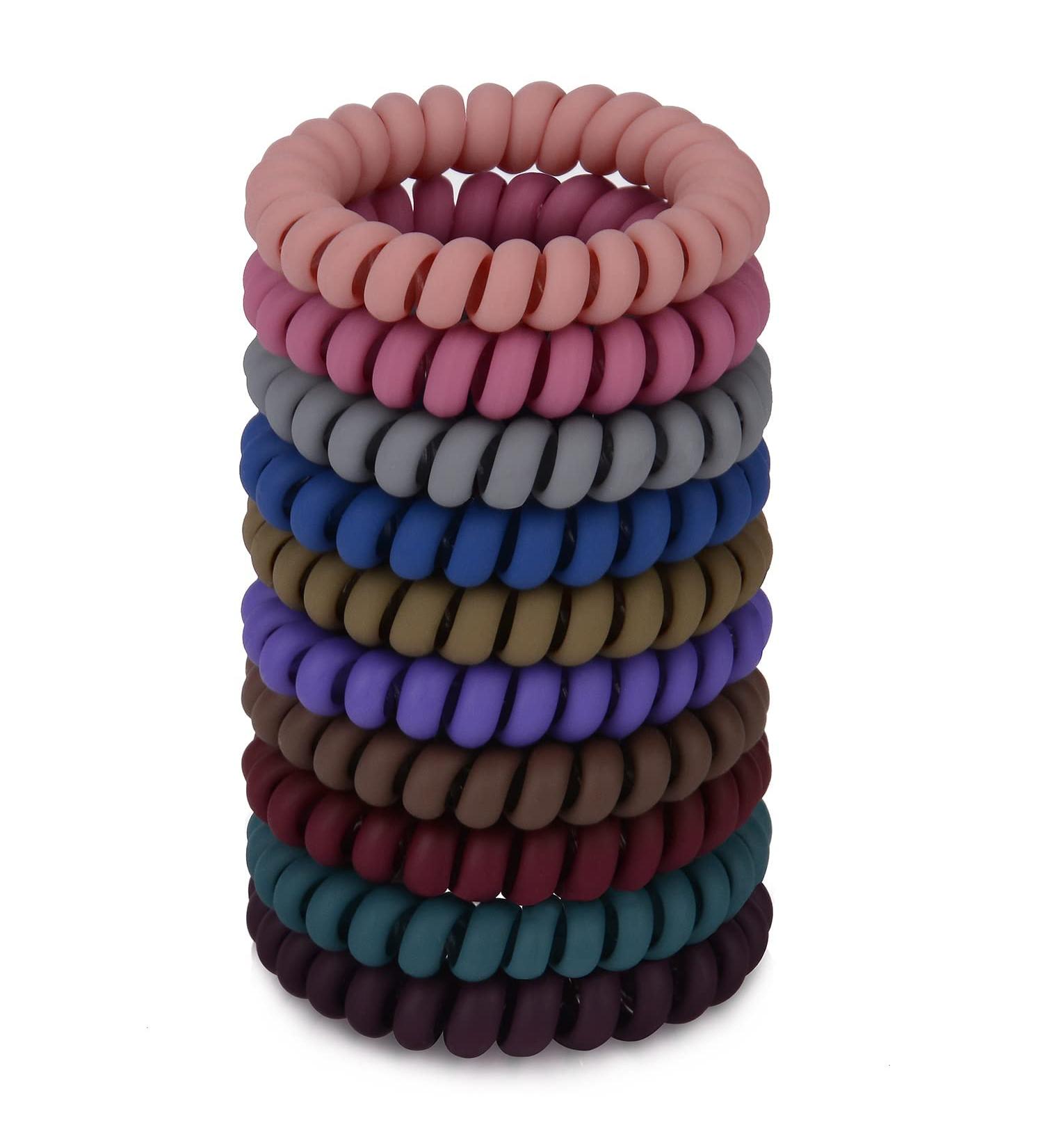 Jesslab Spiral Hair Ties - 10 Traceless Plastic Coil Ponytail Holders for Women & Girls | No-Damage Hair Accessories Color Sorted (#6) - Buy Online on GoSupps.com