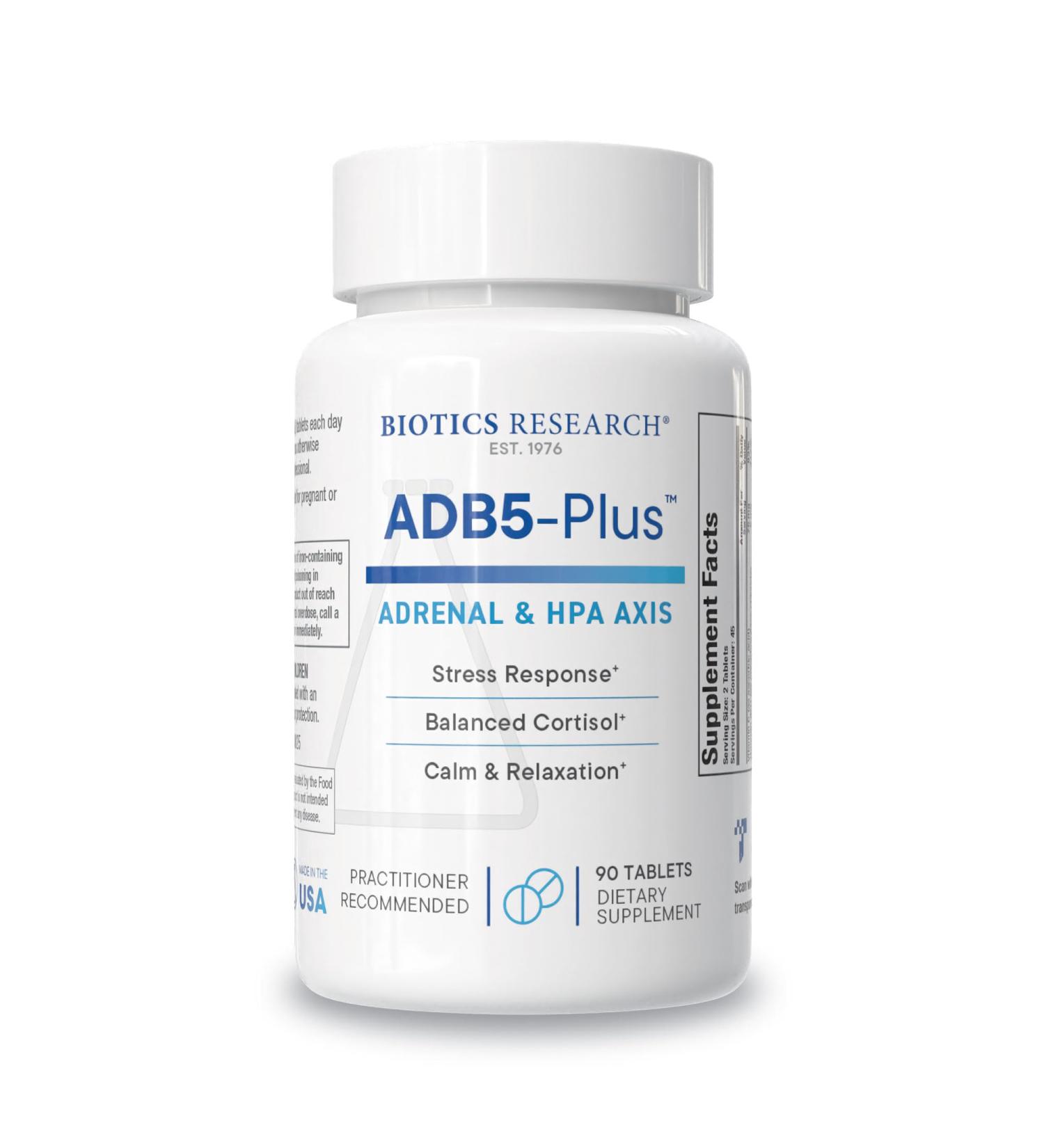 BIOTICS RESEARCH ADB5-Plus Support Healthy Adrenal Gland Function Support Cortisol Levels Positive Response to Stress Healthy Energy Levels 90 Tablets 90 Count (Pack of 1) - Buy Online on GoSupps.com