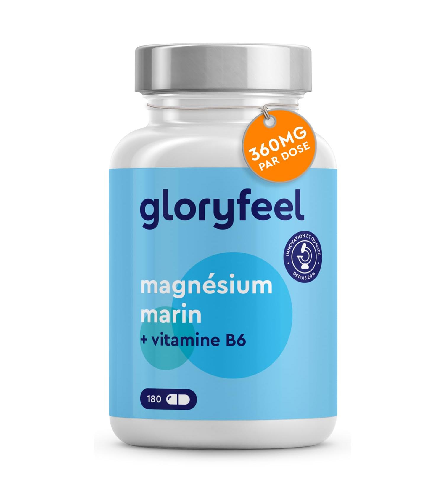 Marine Magnesium and Vitamin B6 Effectively Fights Fatigue 360 mg/day 180 Capsules of Plant Origin 3 Month Cure Laboratory Tested No Additives - Buy Online on GoSupps.com