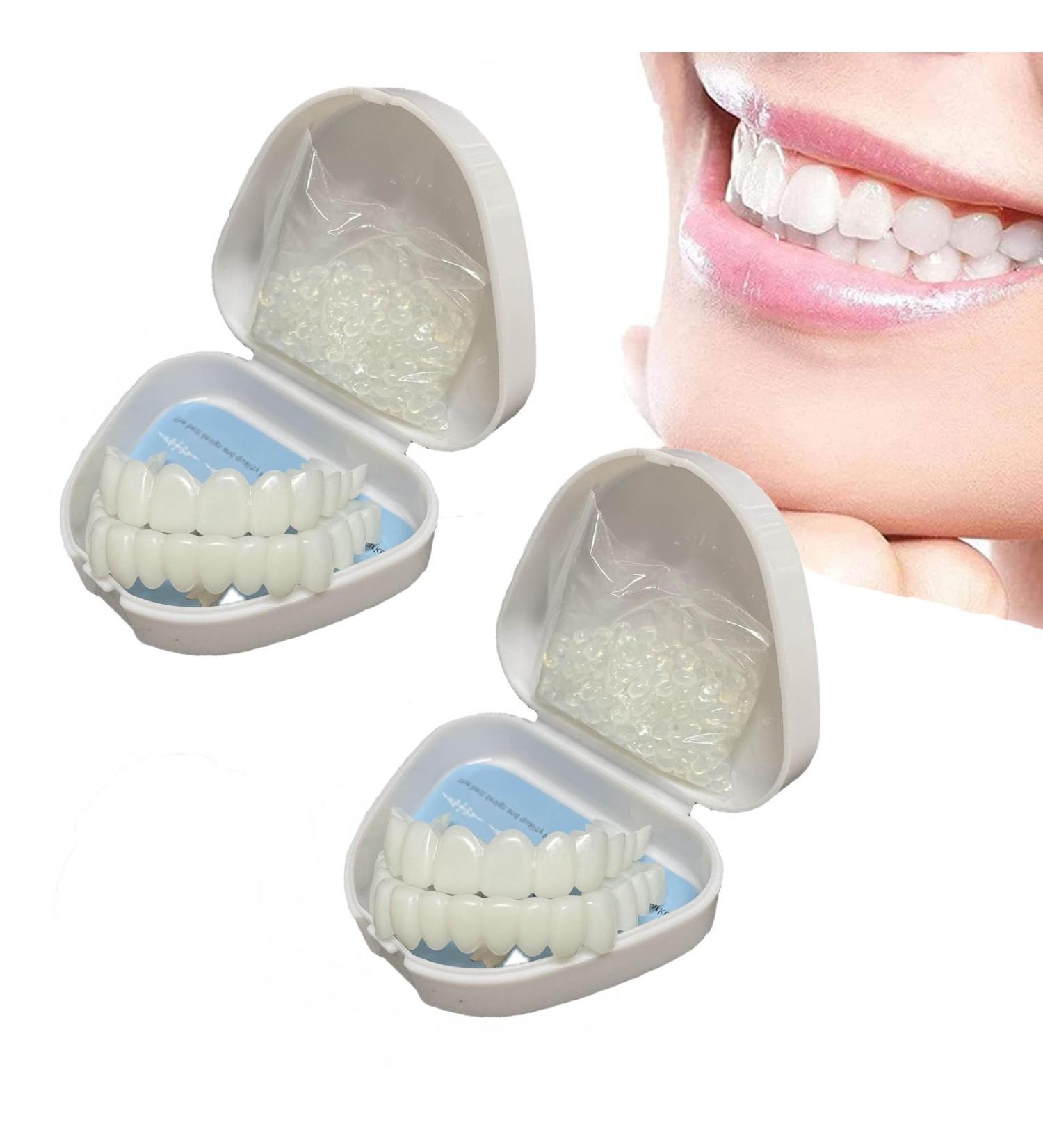Flipped Warm 2 Pair Veneers Teeth - Plug-In Artificial Teeth Lightening Dentures for Men & Women - Buy Online on GoSupps.com