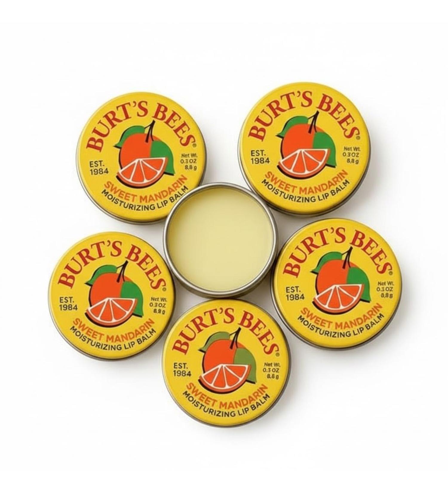 6 Pack Burt's Bees Throwback Sweet Mandarin Lip Balm 0.3oz Tin