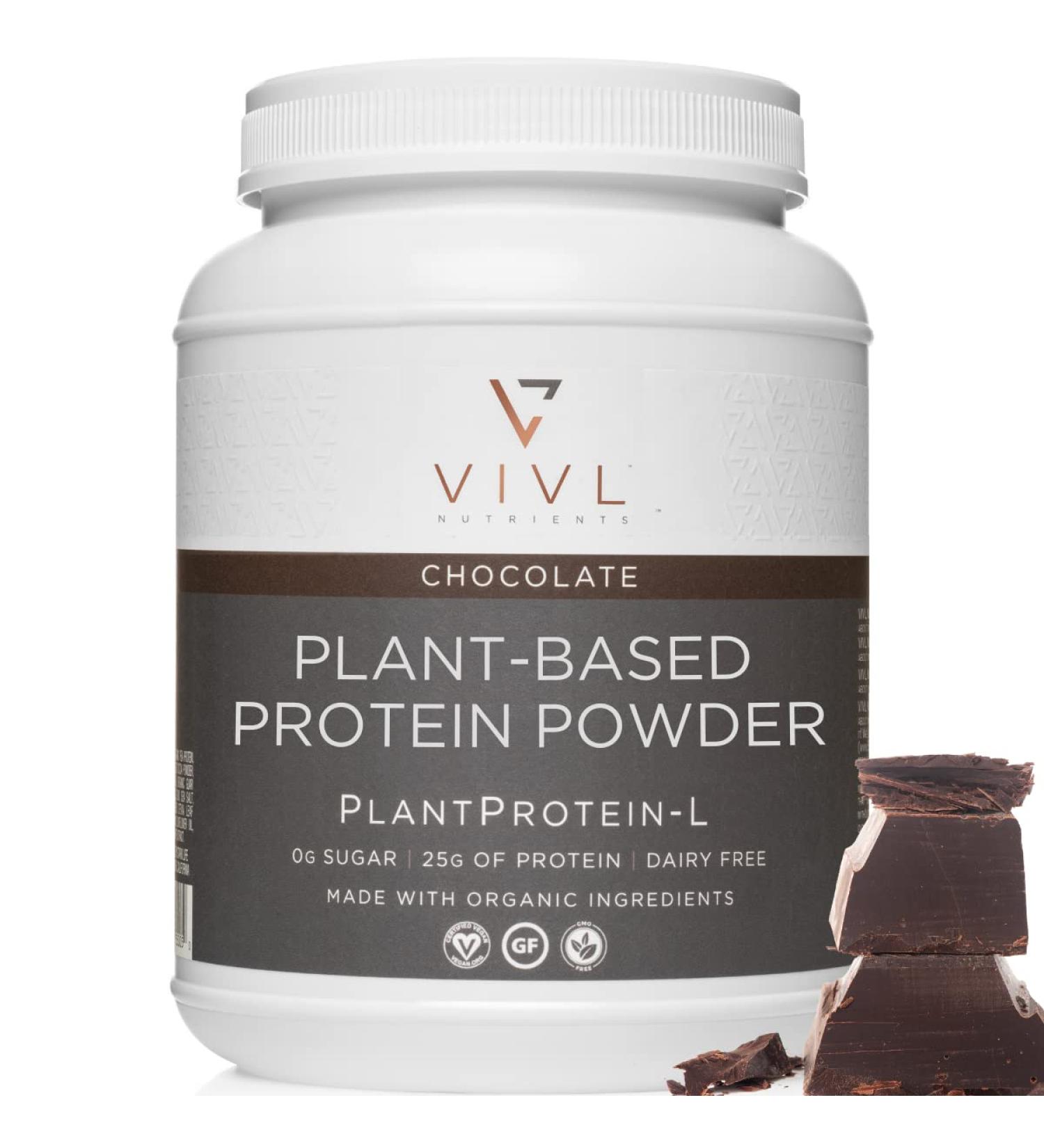 Organic Vegan Plant Protein Powder - Chocolate 25g Protein Dairy-Free Sugar-Free Gluten-Free Keto Low Carb 30 Servings 36oz - Buy Online on GoSupps.com