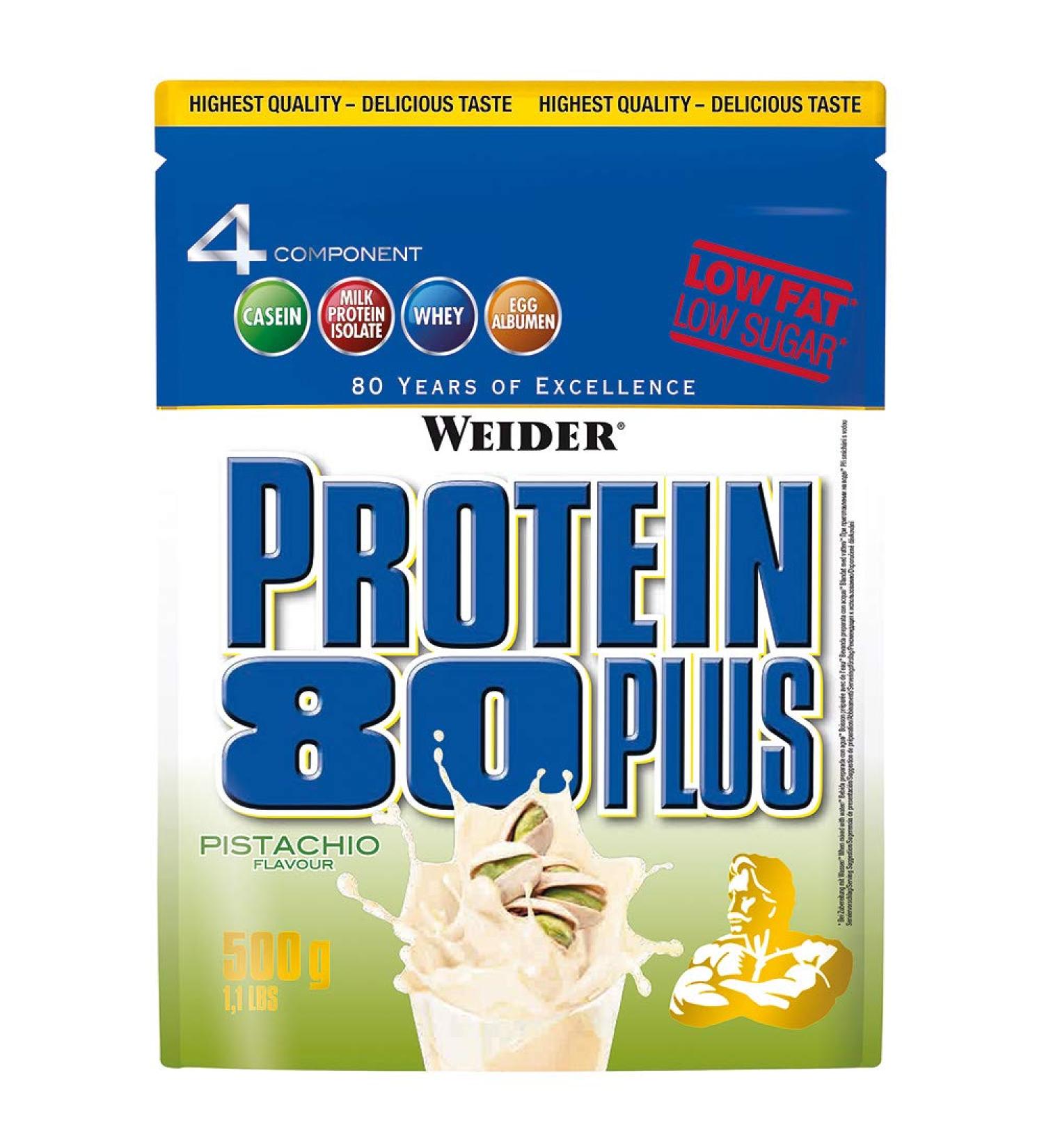 Weider Protein 80 Plus 2-Pack (2 x 500g) Pistachio - High Quality Protein Supplement for Muscle Growth & Recovery - Buy Online Internationally - Buy Online on GoSupps.com