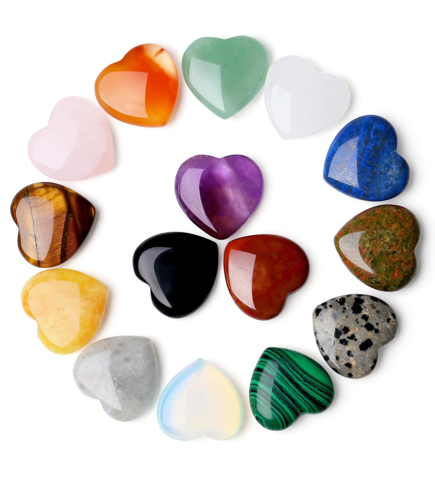 XIANNVXI 15 Pcs Healing Crystals Heart Stones - Natural Reiki Chakra Gemstones Set - Buy Online on GoSupps.com