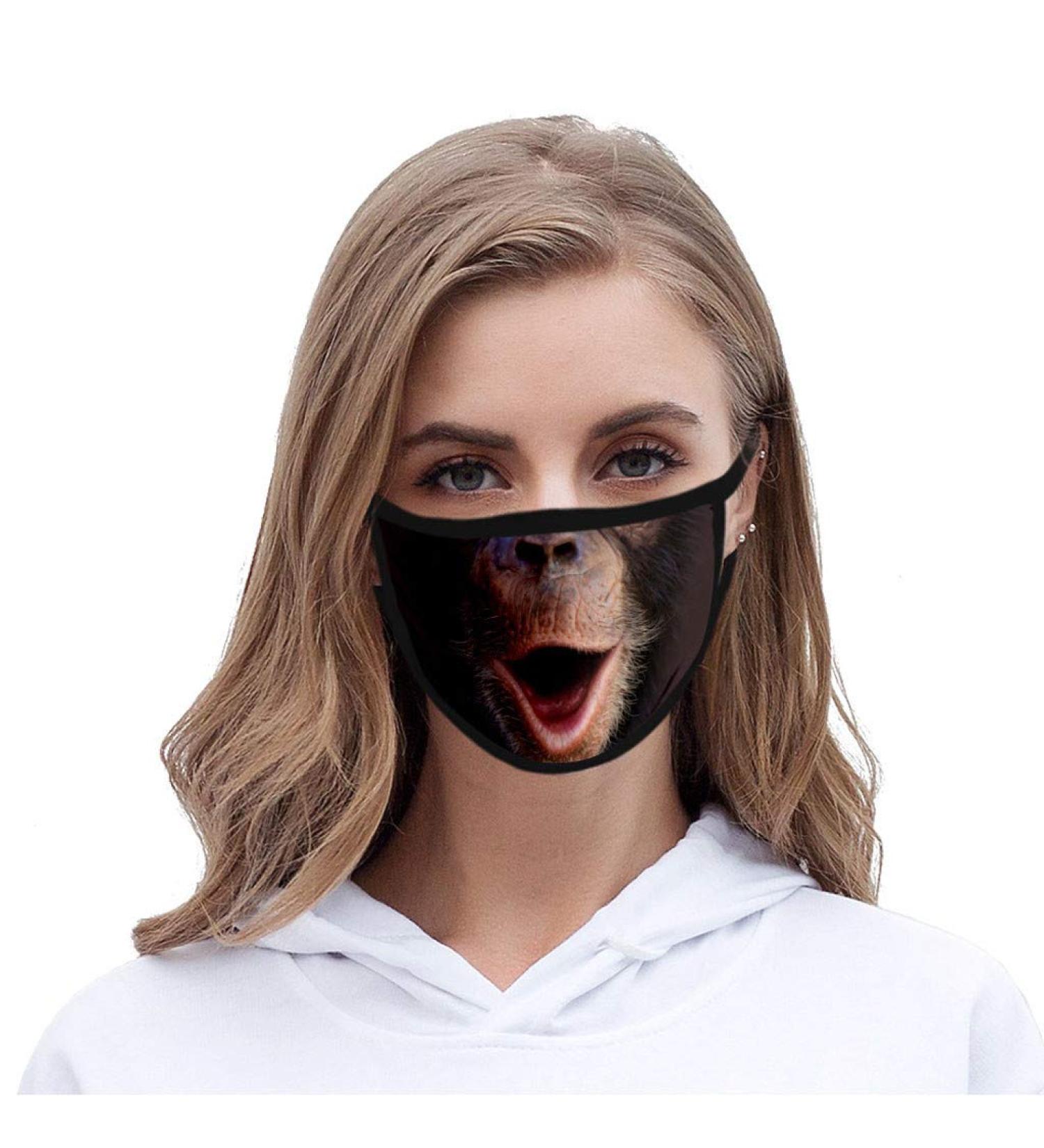 Funny 3D Animal Print Anti Pollution Mouth Covers Cotton Half Face Mouth Reusable Dustproof Washable Facial Decoration for Running Cycling Motorcycling Ski - Buy Online on GoSupps.com