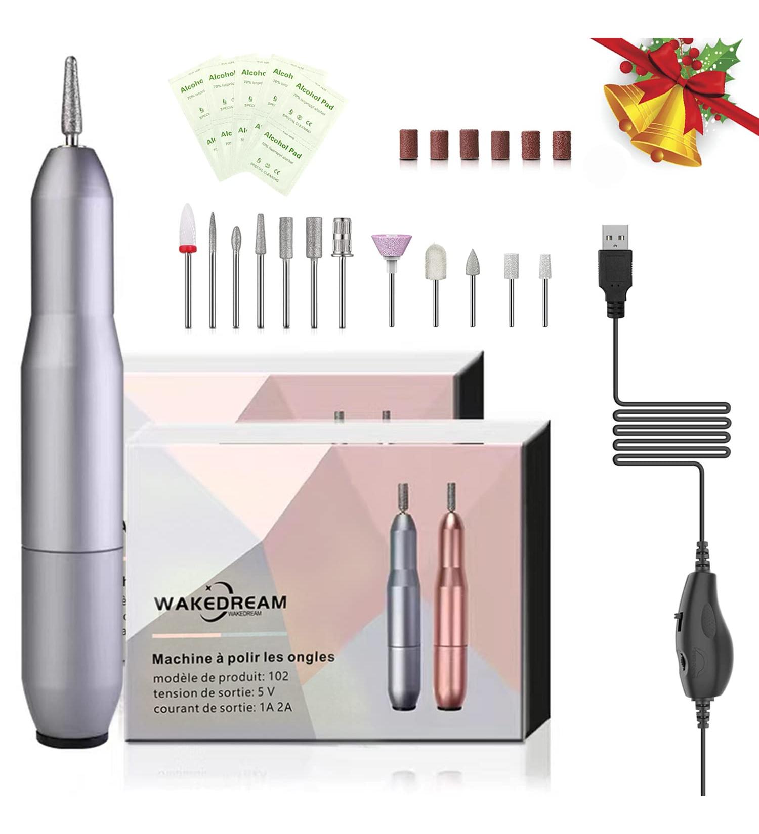 WakeDream 12-in-1 Electric Nail File 14500 RPM Powerful & Silent Portable Manicure Pedicure Kit Salon & Home Use Silver Model 20201225-ZJDMQ Aluminium - Buy Online on GoSupps.com
