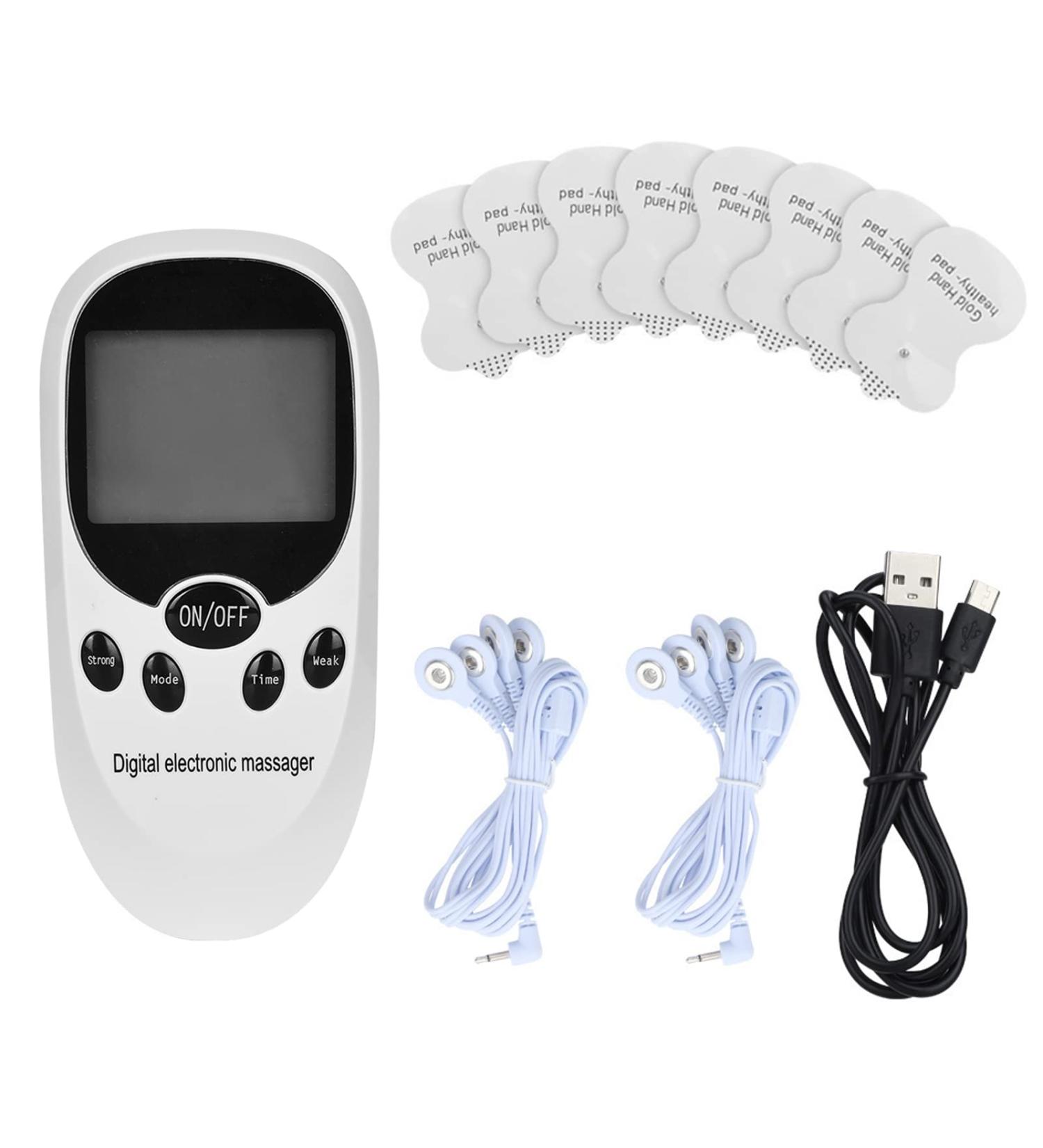 Tens EMS Device - 3-in-1 Abdominal Muscle Trainer with 8 Electrode Pads | 10 Massage Modes for Pain Relief & Muscle Stimulation - Buy Online on GoSupps.com