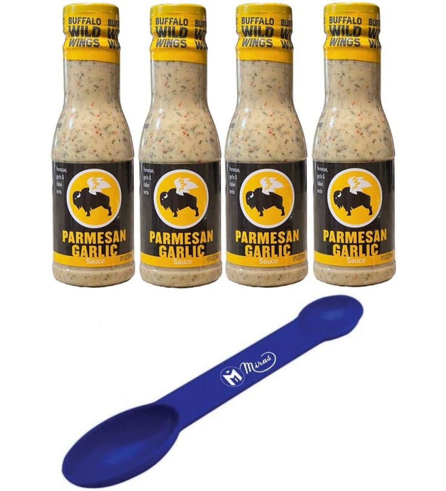 Buffalo Wild Wings Parmesan Roasted Garlic Sauces (Pack of 4) - 12 fl oz + Free Miras 2-in-1 Measuring Spoon - Buy Online on GoSupps.com