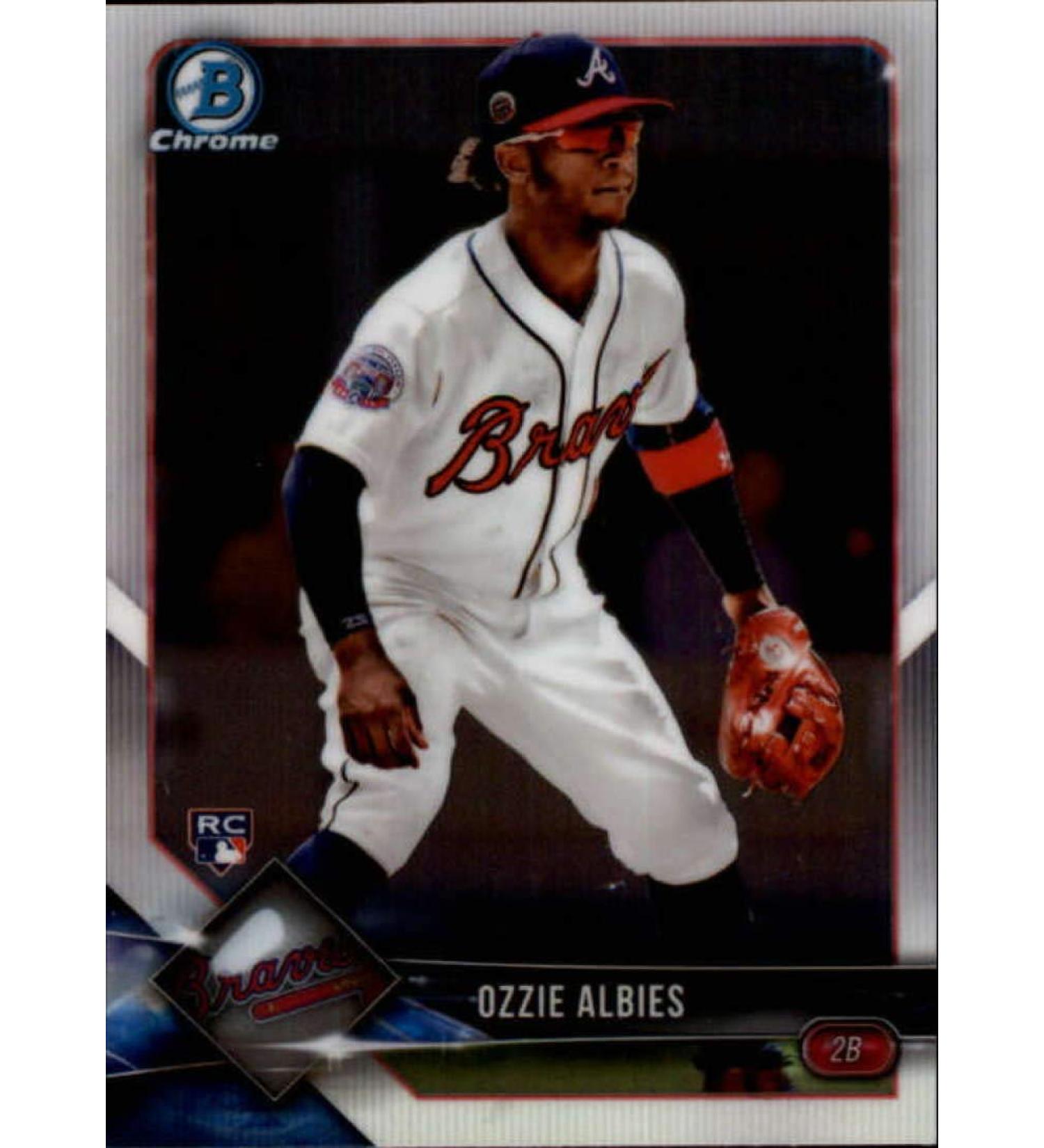 2018 Bowman Chrome #92 Ozzie Albies RC Rookie Card Atlanta Braves Official MLB Baseball Trading Card in Raw (NM or Better) Condition