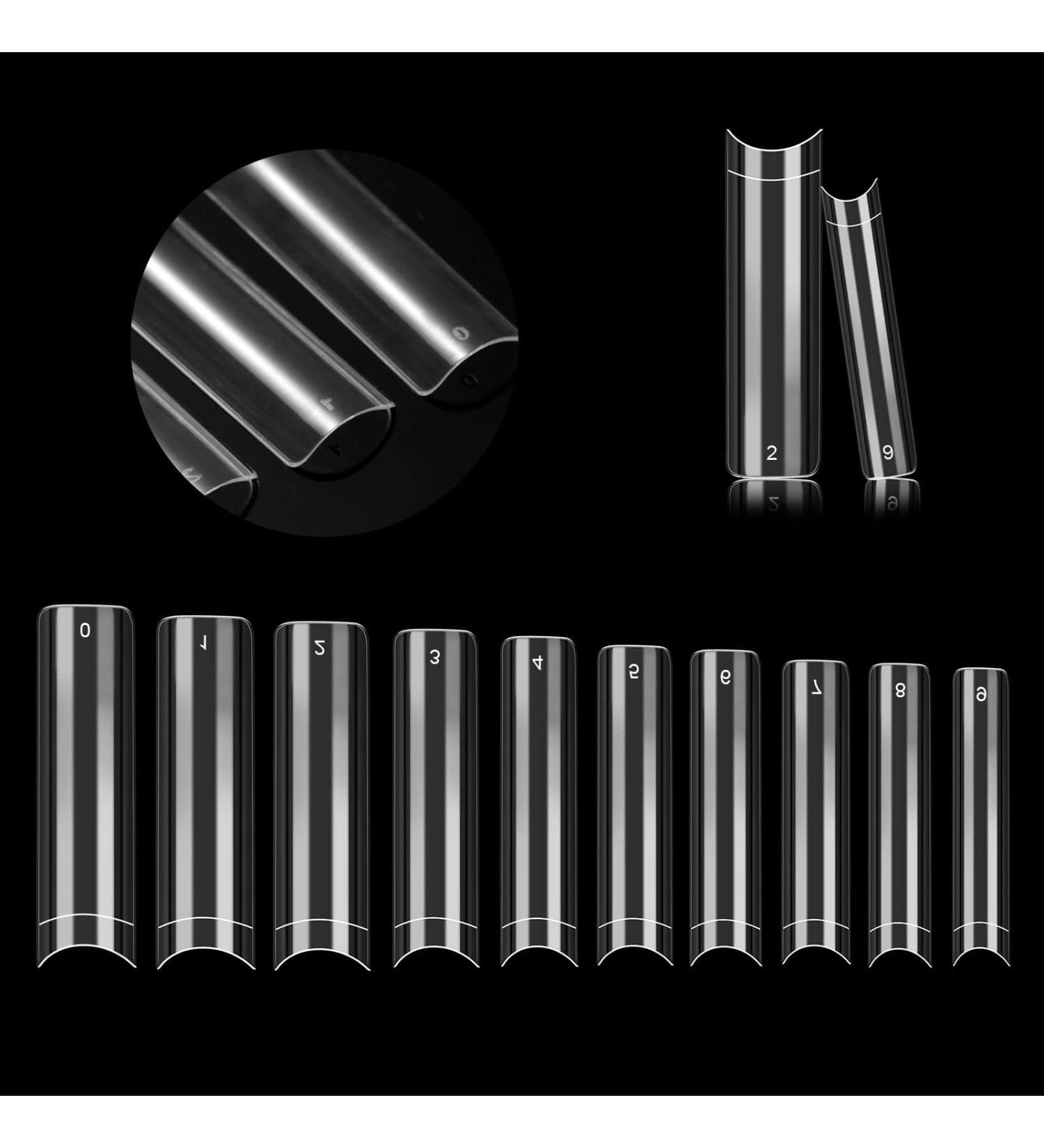 500pcs XL Clear Half Cover Square Nail Tips for Nail Salons and Home DIY Nail Art - Long Acrylic Straight False Nails - Buy Online on GoSupps.com