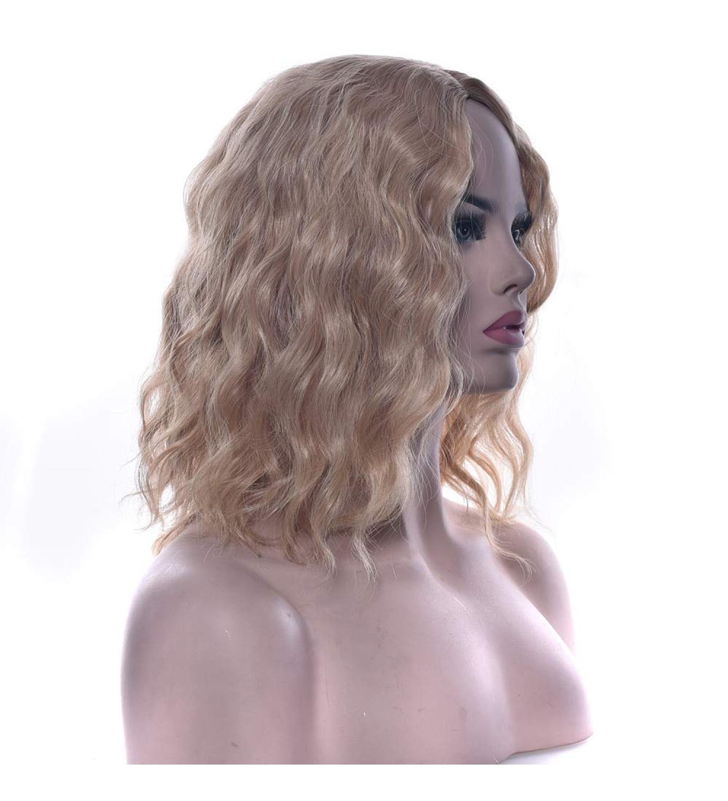 LFMDJF Black To Gray Wigs Curly Short Synthetic Hair Party Hair Black Blonde Pink Brown Wig Hairpiece for Women 12inches 2T6319 27613