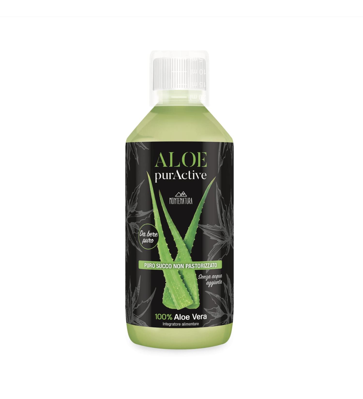 Monte Natura Srl MONTENATURA Aloe PurActive 500 ml 100 Aloe Vera unpasteurized pure drink - Buy Online on GoSupps.com