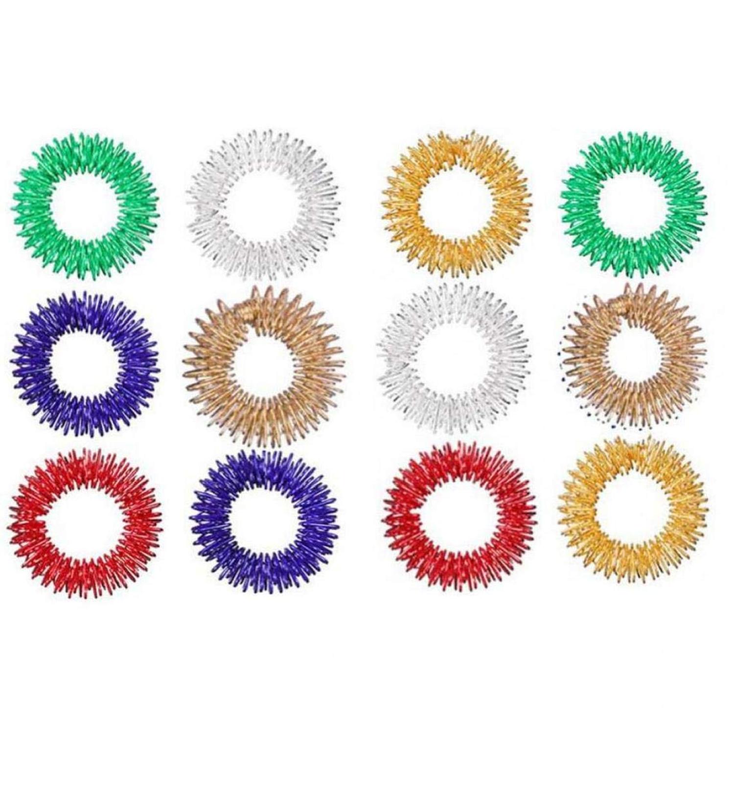 Lankater 12pcs Spiky Sensory Finger Massage Rings | Fidget Toy for Kids Teens & Adults - Acupressure Relief | Random Colors - Buy Online on GoSupps.com