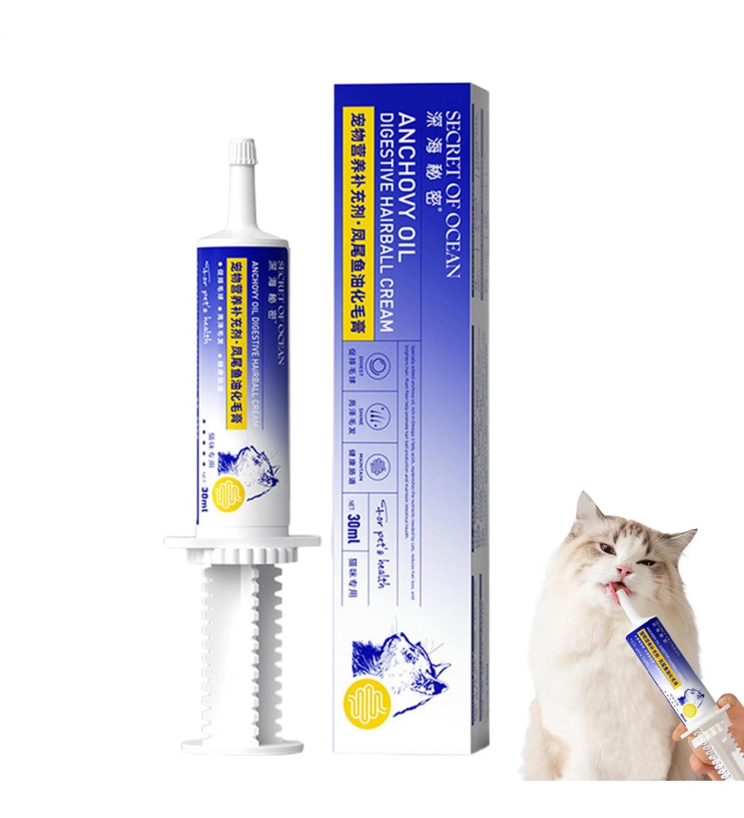 Hairball Cream - Cat Nutritional Gel - Anti Hairball Control Natural Supplement for Healthy Tissue Effective Hairball Gel for Cats and Kittens 30ml - Buy Online on GoSupps.com