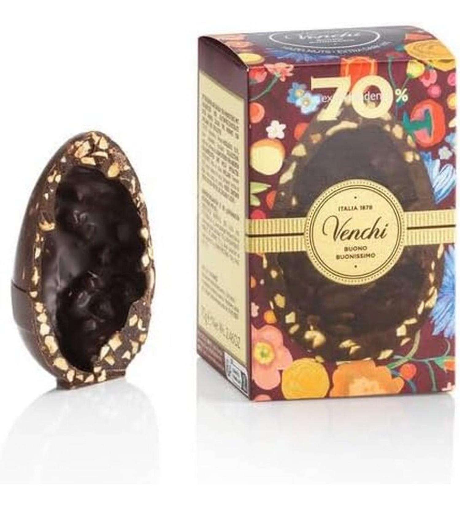 Venchi - Easter Collection - Mini Extra Black Egg 70% - With Piedmont Hazelnuts PGI 70g - Gift Idea - Vegan - Gluten Free