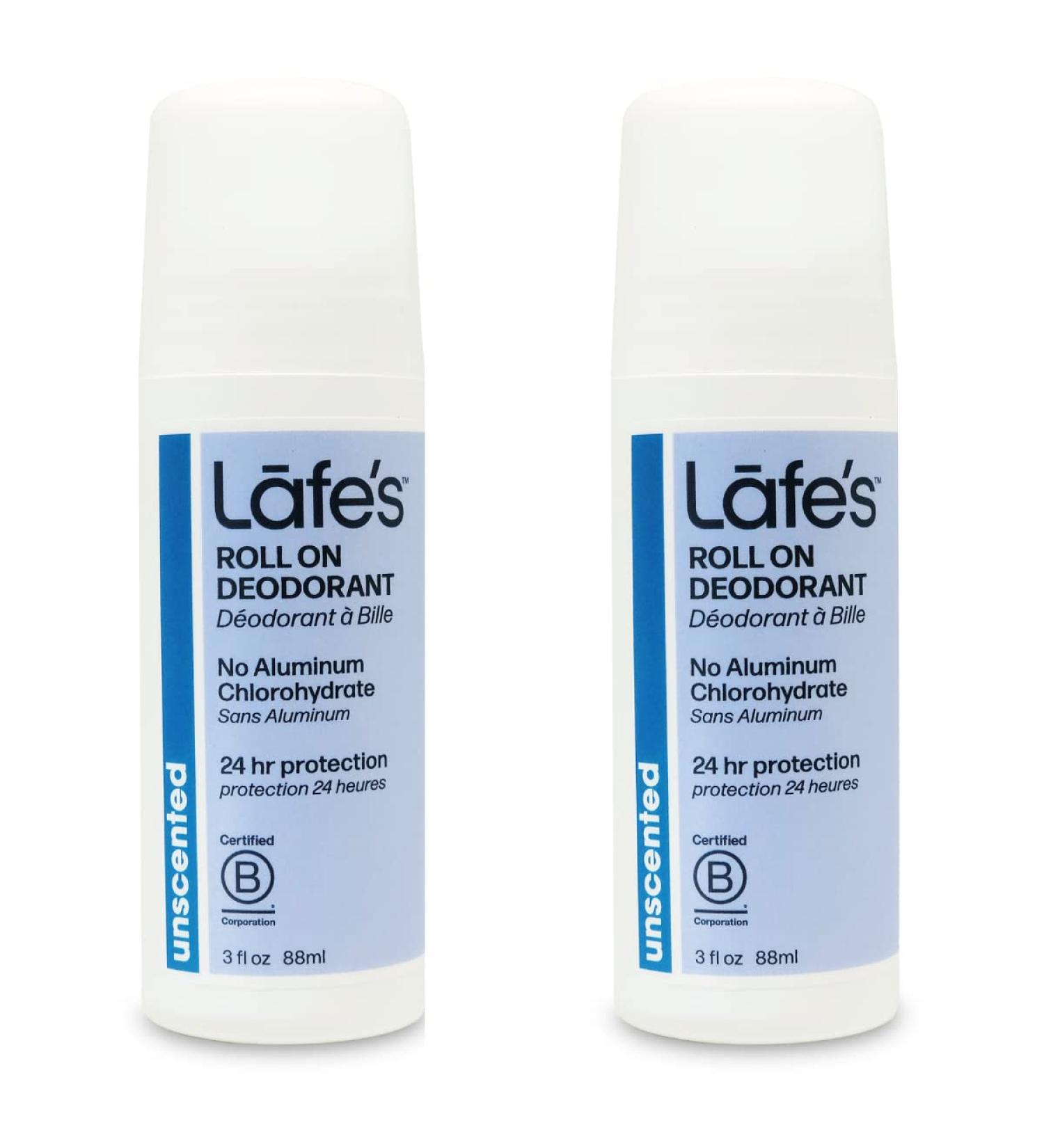 Lafe's Natural Deodorant 3oz Roll-On | Aluminum Free for Men & Women | Paraben & Baking Soda Free | 24-Hour Protection | Unscented | 2-Pack - Buy Online on GoSupps.com