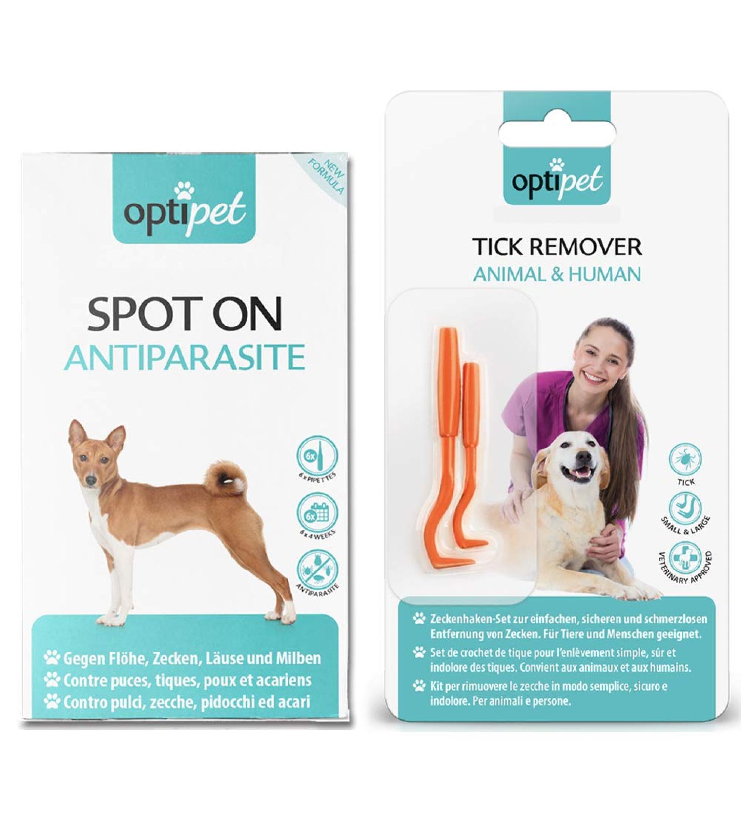 Optipet Spot On for Dogs - 6x1.5ml Pipettes + Tick Tweezers Set | International Shipping - Buy Online on GoSupps.com