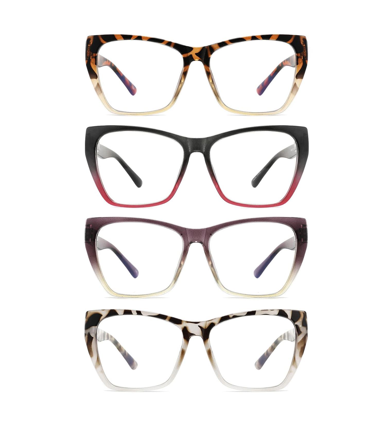 4 Pack Blue Light Blocking Reading Glasses for Men & Women - Butterfly Frame Anti-Glare +4.0 Strength with Spring Hinges - Buy Online on GoSupps.com