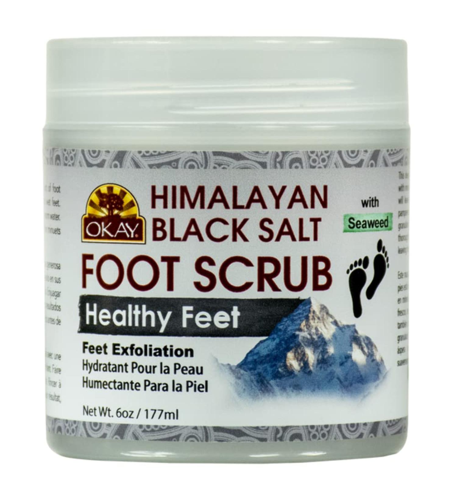 Okay Himalayan Black Salt with Seaweed Foot Scrub, 6 Ounce