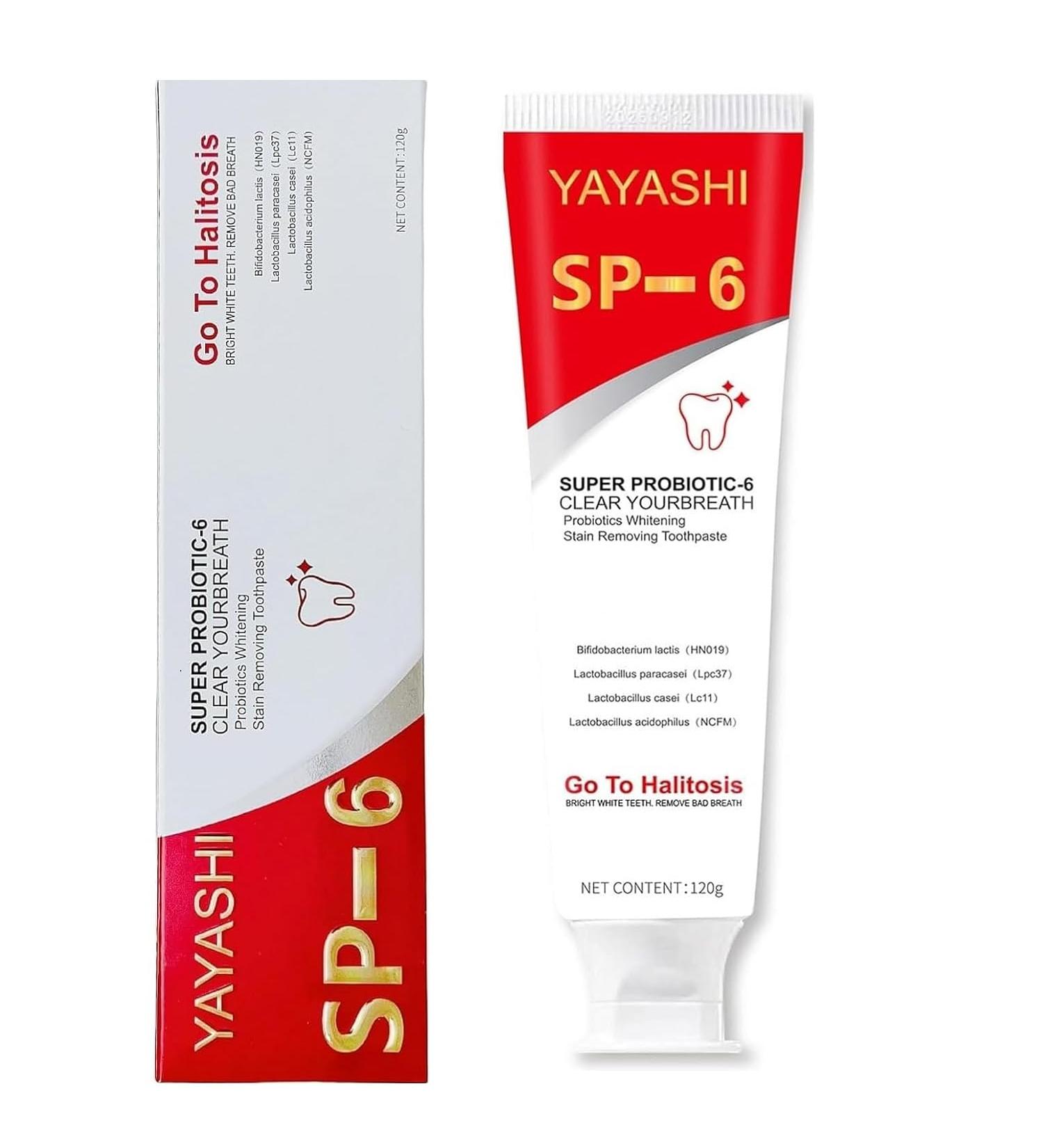 SP-6 Ultra Whitening Toothpaste - Probiotics Bright White Promotes Healthy Teeth & Fresh Breath Stain Removal Formula - Buy Online on GoSupps.com