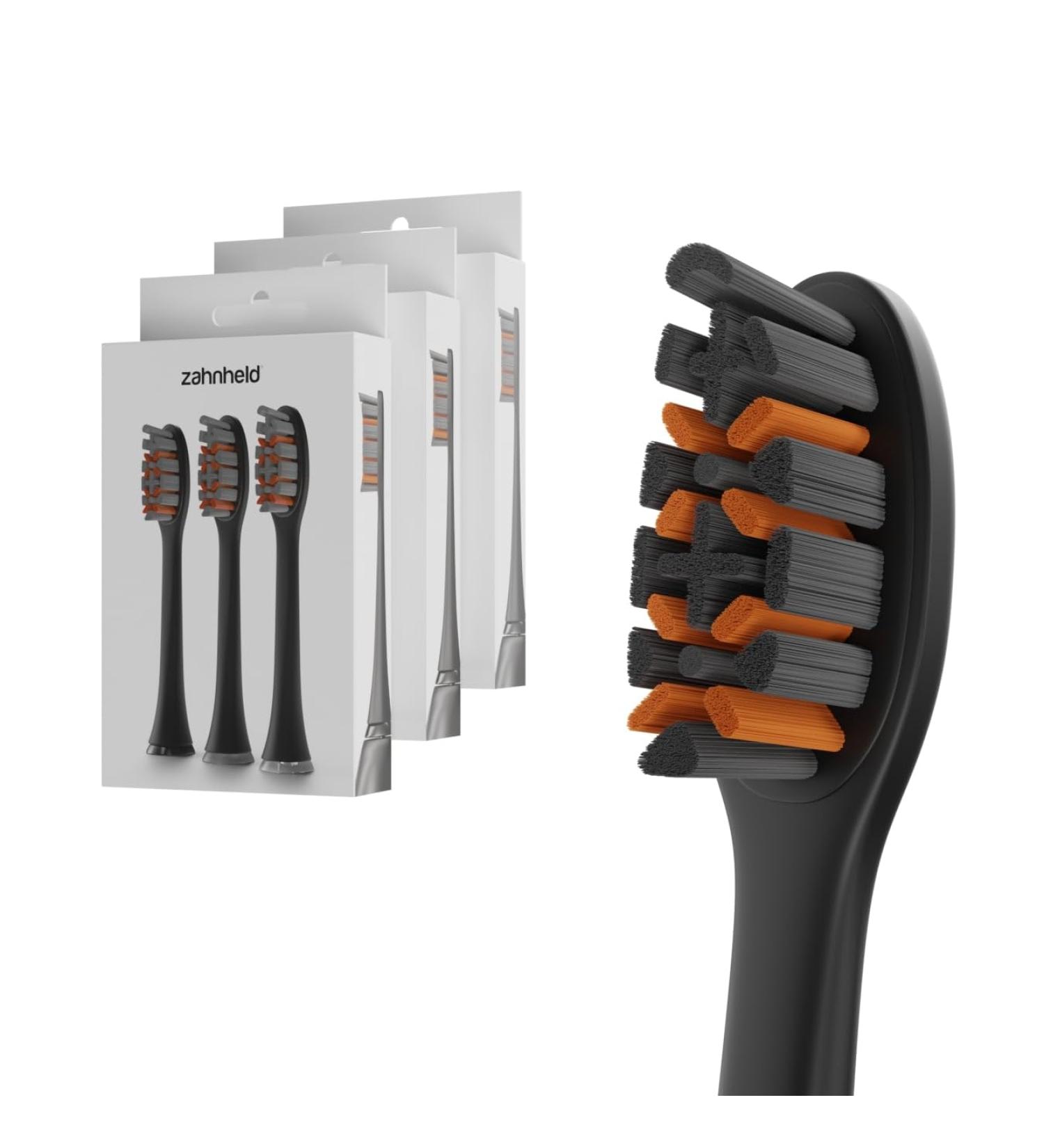 Zahnheld Pro X-Clean Medium-Hard Brush Heads - 9 Pack for Gero Schallzahnbrush | Effective Cleaning | Black - Buy Online on GoSupps.com