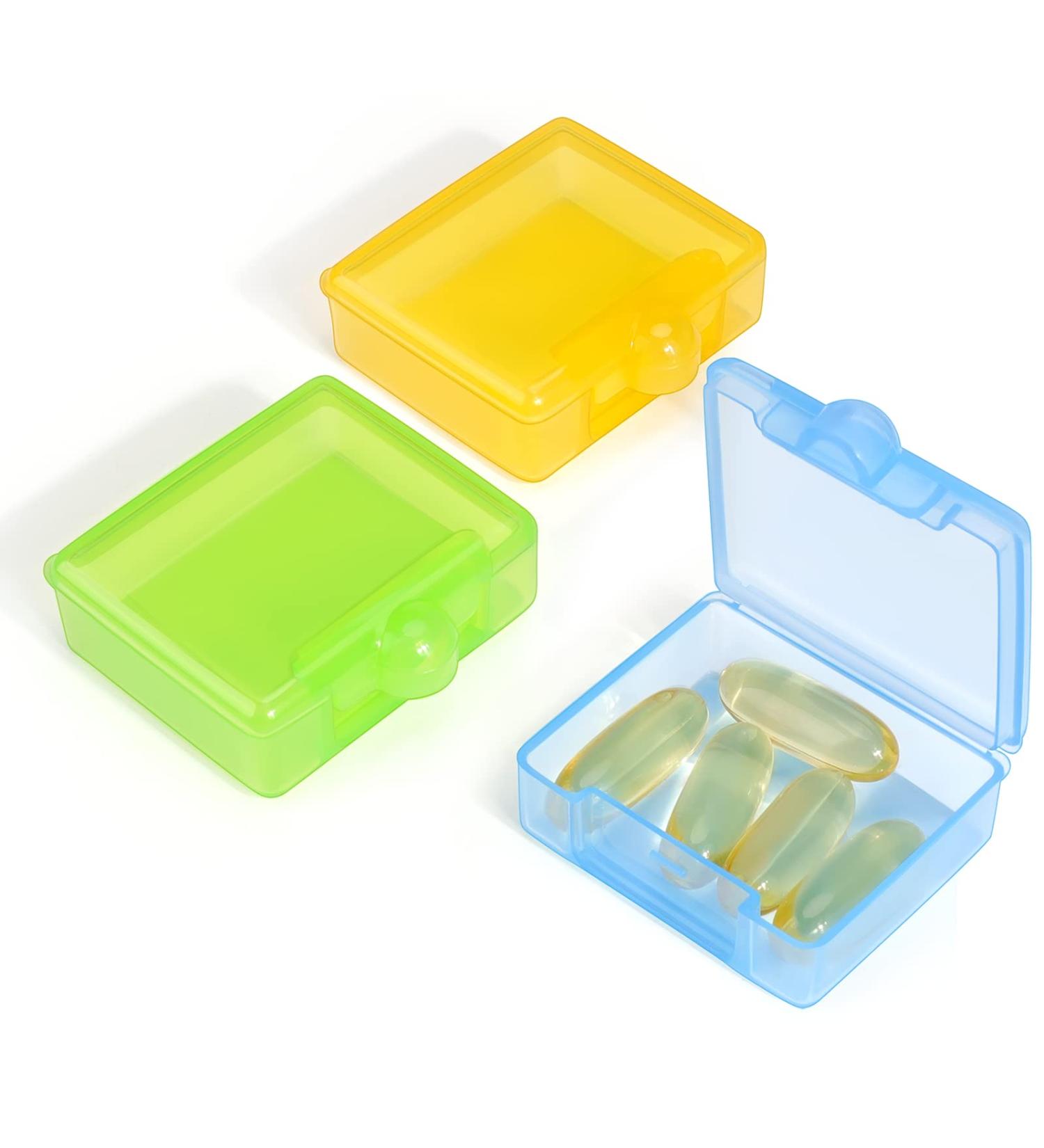 OPRET 3-Piece Portable Tablet Box - Small Pill Organizer for Vitamins Fish Oil & Tablets - Travel Friendly (Yellow Green Blue) - Buy Online on GoSupps.com