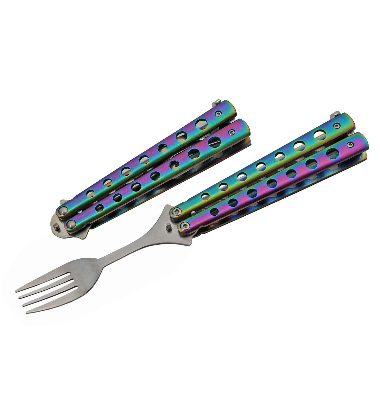 SZCO Supplies 9 Rainbow Finished Butterfly-Open Camping Fork - 211520-RB - Buy Online on GoSupps.com