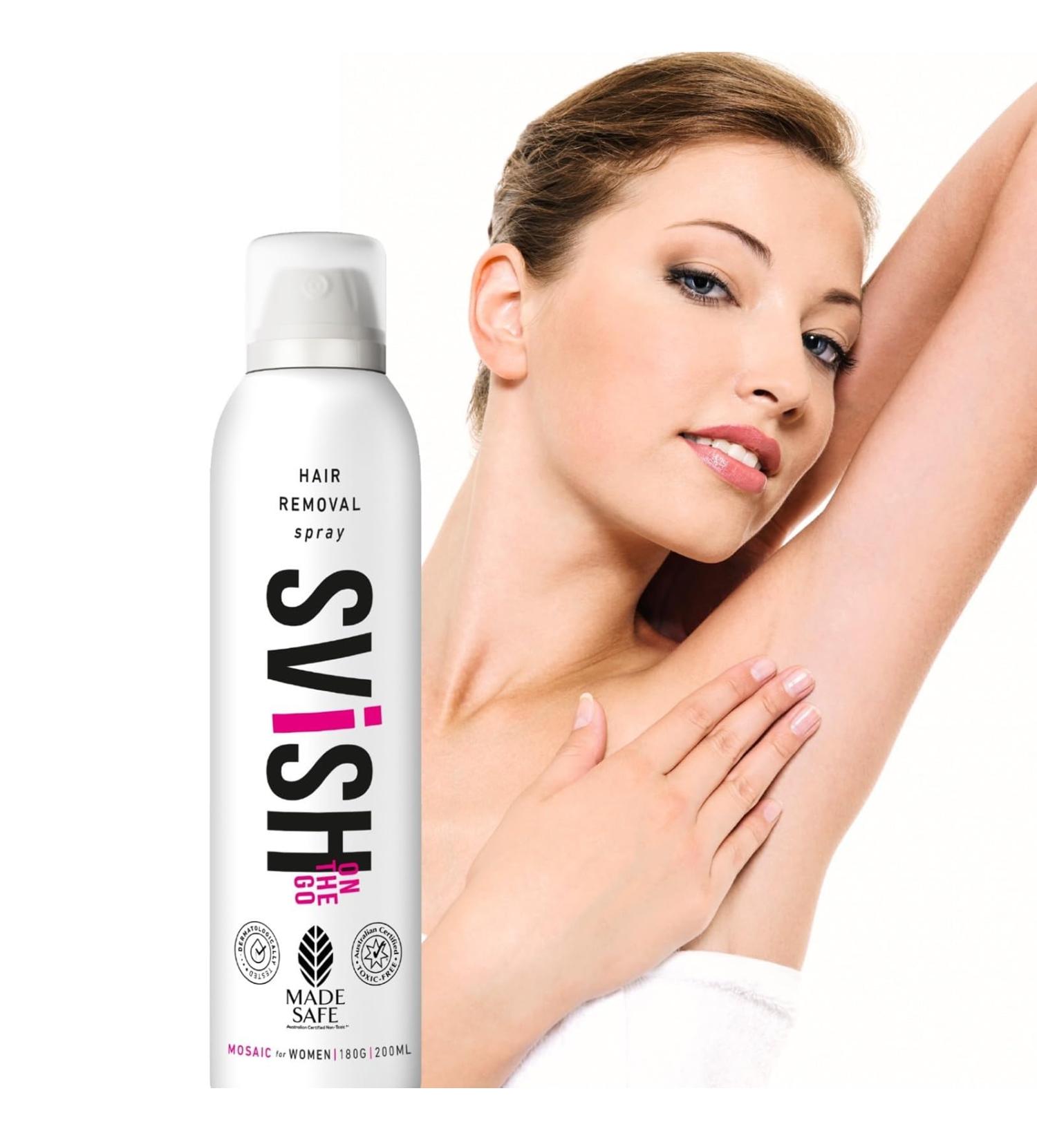 Svish On The Go Hair Removal Spray for Women | Painless & Safe 200ml | Body Hair Removal for Hands Legs & Under Arms | Includes Post Hair Removal Cream (25gm - Buy Online on GoSupps.com