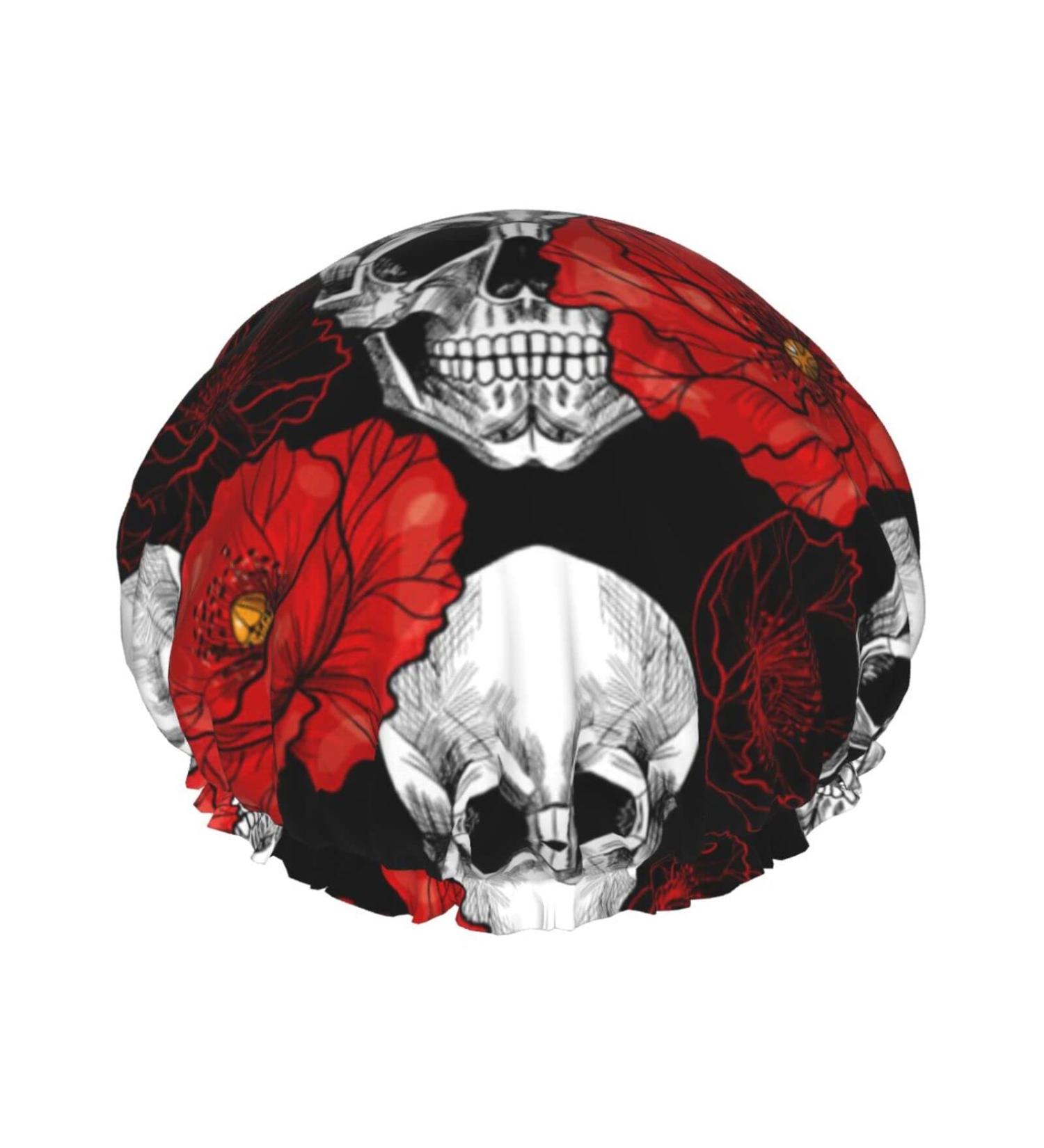 Halloween Skull Printed Waterproof Shower Cap - Fits All Head Sizes and Hair Textures for Women - Buy Online on GoSupps.com