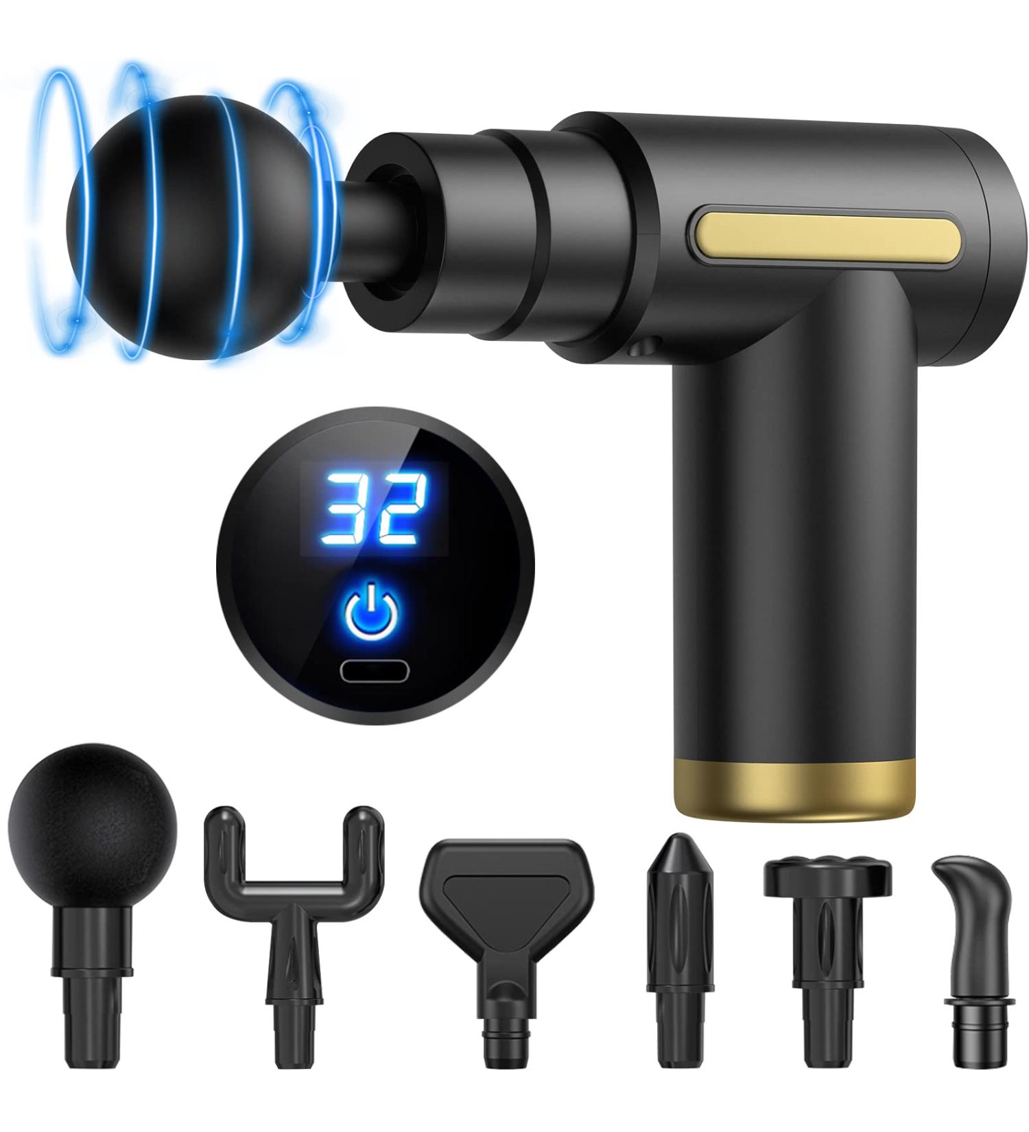 Portable Mini Massage Gun - 32 Speeds 6 Heads Adjustable Deep Tissue Relief - International Shipping Available - Buy Online on GoSupps.com