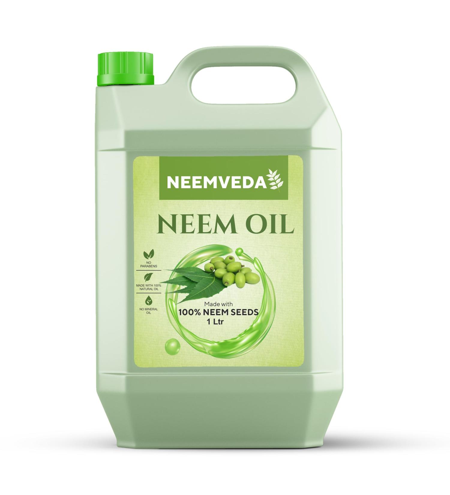 Neemveda Virgin Neem Oil Cold Pressed Pure Natural Unrefined Vegan - for Hair Skin Nail Scalp Body Multi-Use Oil for Garden - Plants - Home & More 1 litre - Buy Online on GoSupps.com