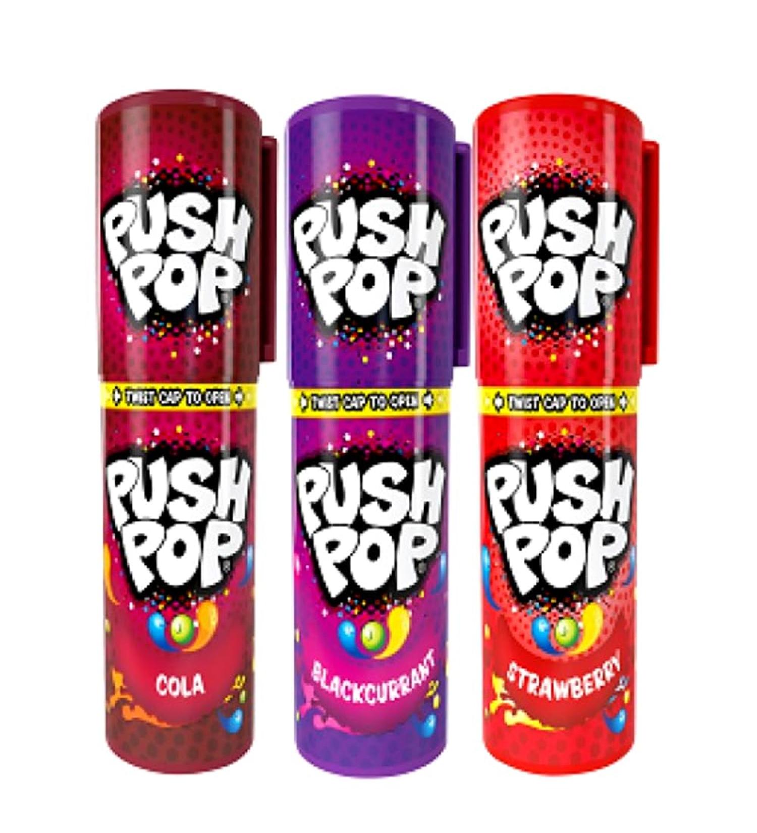 Push Pop Lollipop Variety Pack Assorted Flavours: Strawberry Blackcurrant Cola | Mixed Flavours | Party Sweets Bulk (3 Random Mixed Flavours) Random Mixed Flavours 3
