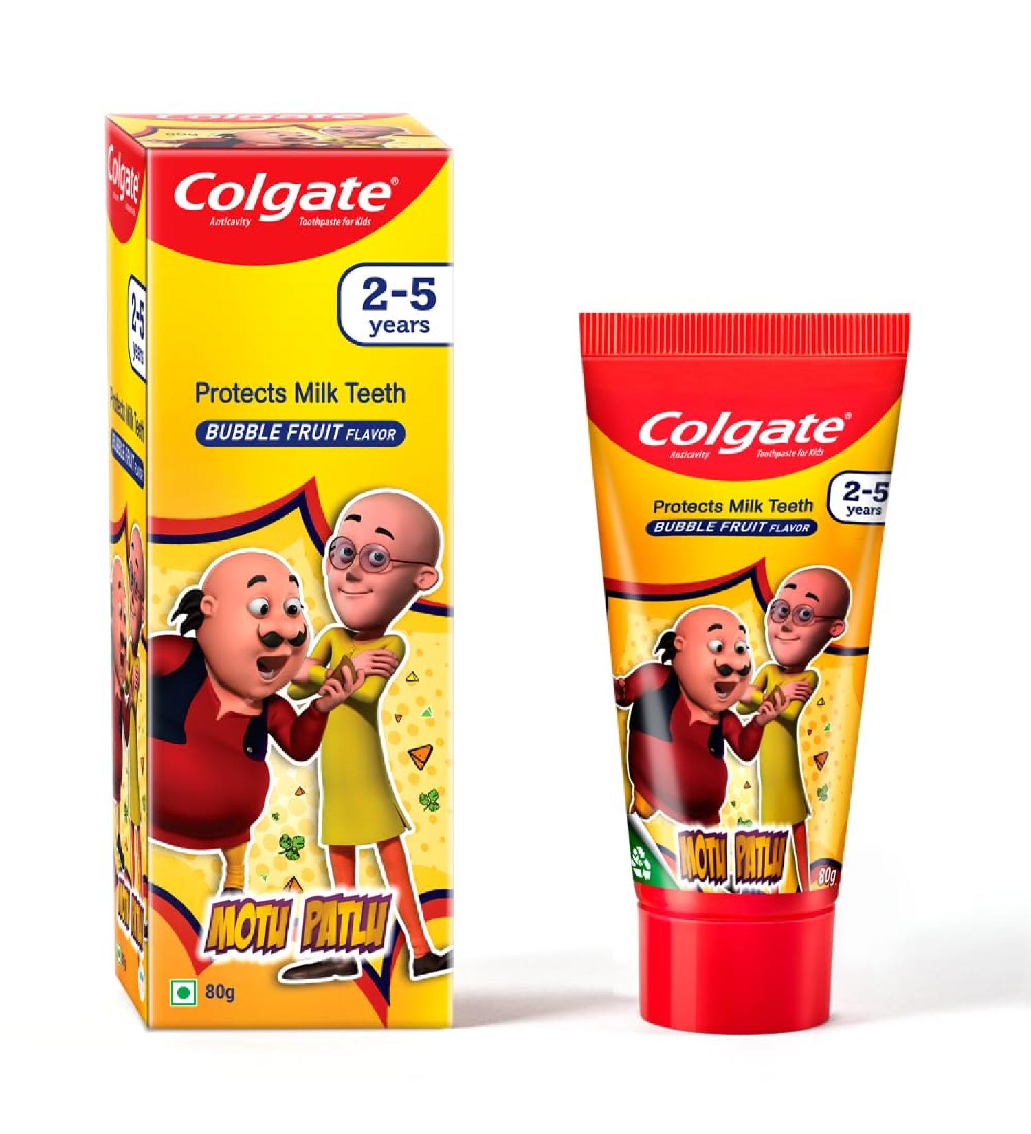 Colgate Kids Toothpaste for 2-5 Years - 80Gm Tooth Paste with 50% Lesser Abrasive Formula for Protecting Against Cavities (Strawberry Flavour) (Bubblefruit Flavour) | Anti-Cavity(2.8 Ounce)