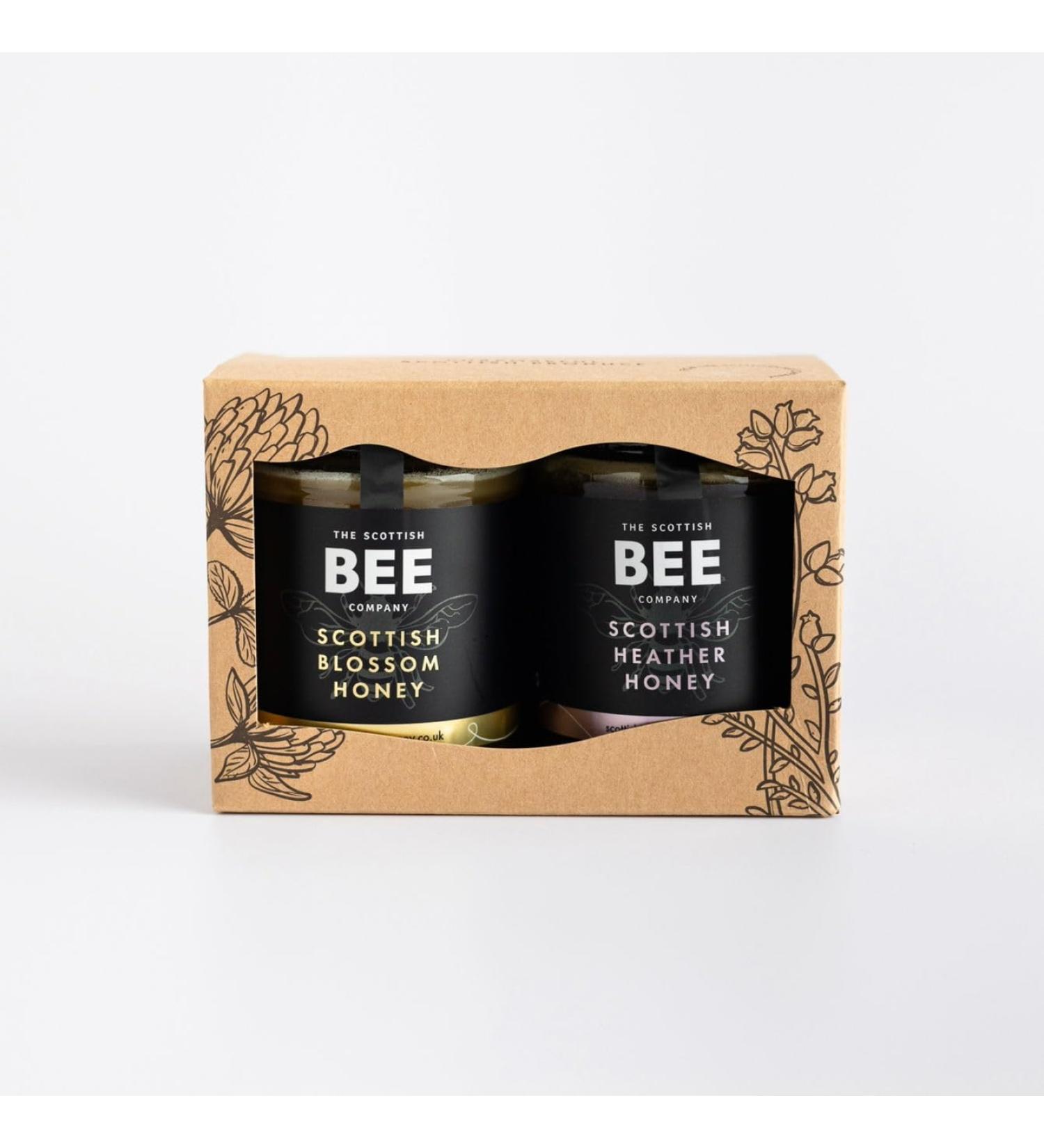 Heather and Blossom Duo of Honey from The Scottish Bee Company 340g x 2 - Heather and Blossom Honey Gift Bundle - Pure Natural Soft Set Honey Made in the UK - Buy Online on GoSupps.com