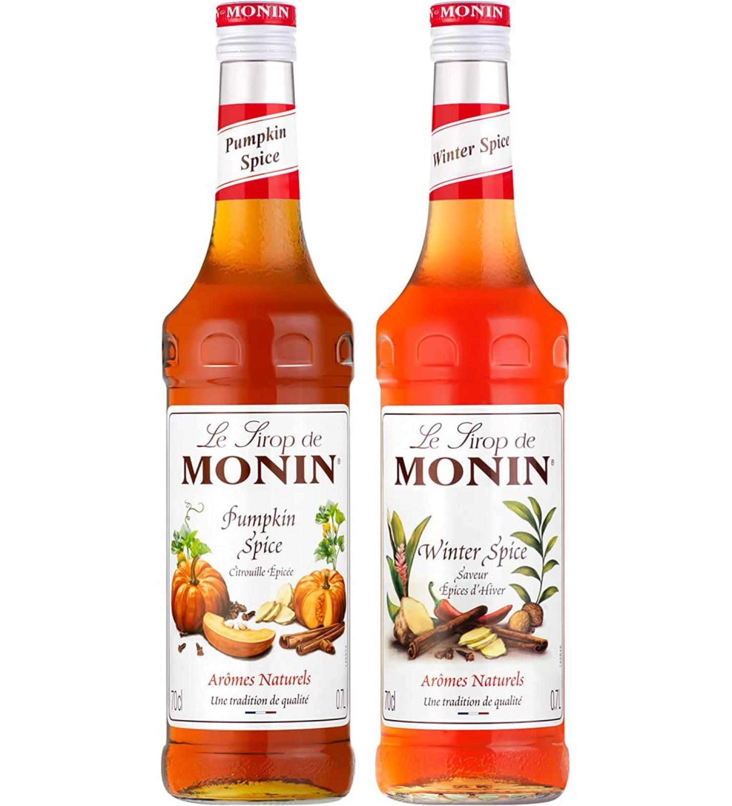 MONIN - Assortiment Sirop de Citrouille Saveur Epic e & Sirop Saveur Epices d'Hiver - Pour Caf Chocolat Chaud Capuccino ou Latte - Ar mes Naturels - Bouteille en Verre - 2 x 70 cl - Buy Online on GoSupps.com