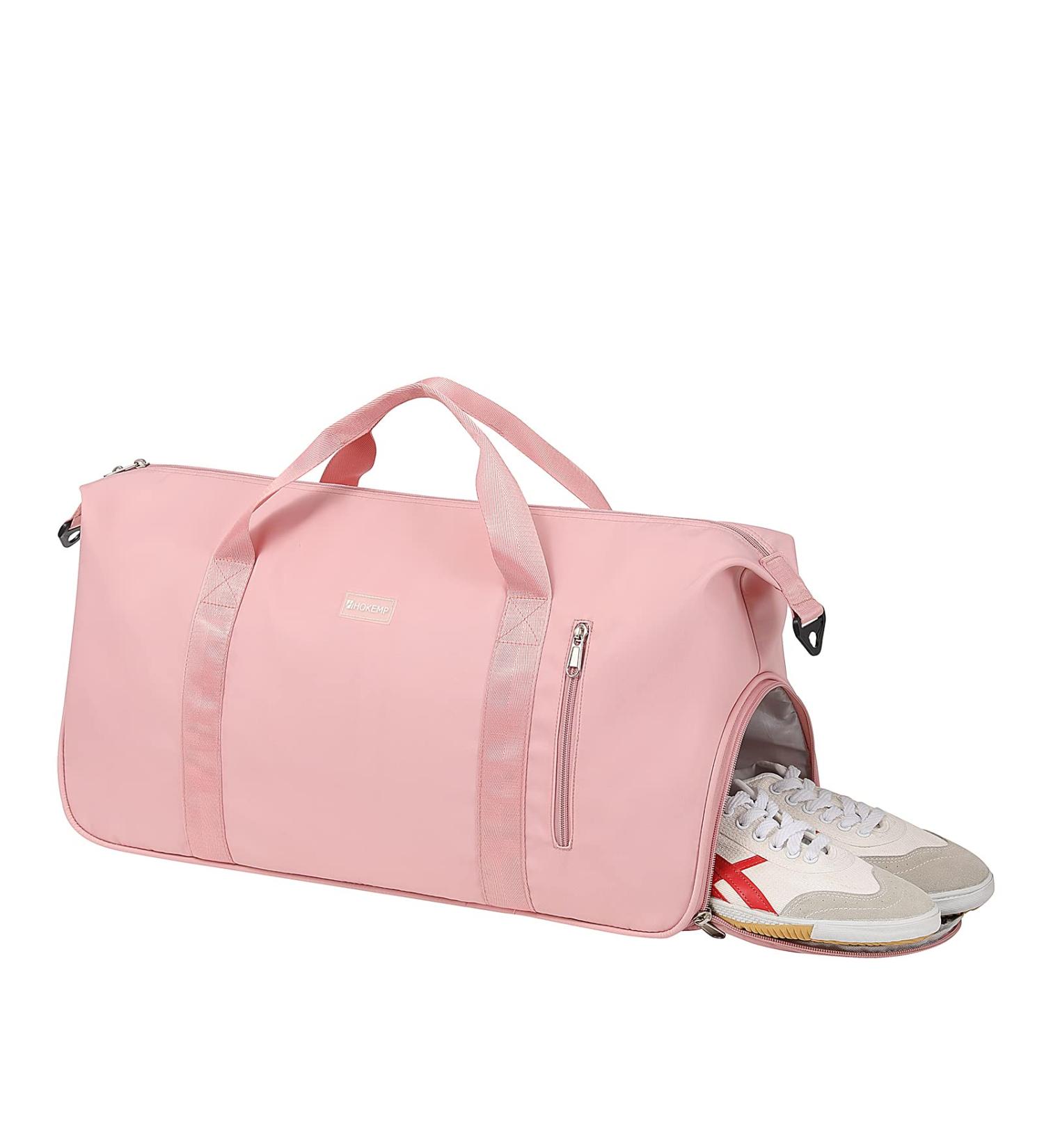HOKEMP Gym Bag with Shoe Compartment - Pink XL Size Duffel Bag for Men and Women | Swim & Travel Tote Luggage - Buy Online on GoSupps.com