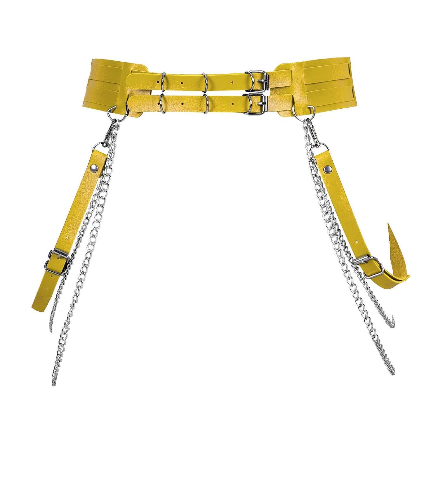 JMMHSS Women s Leather Garters Belt & Body Chain - Adjustable Waist Caged Harness in Orange & Yellow | Harajuku Style - Buy Online on GoSupps.com