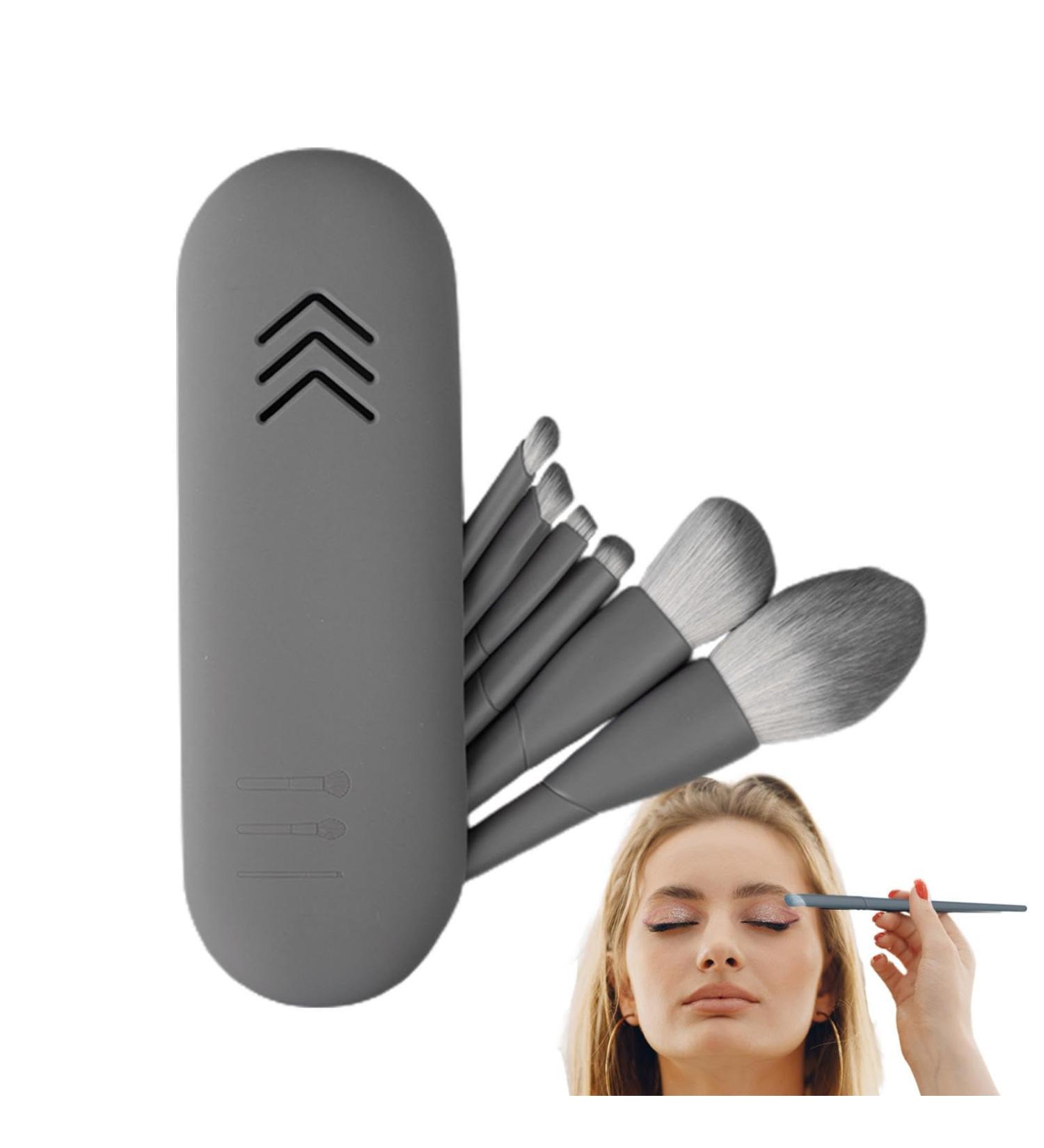 Teksome Makeup Brush Set | Face Eye Eyeshadow Brush Set - Foundation Brush Make up Brushes Set with Storage Bag for Women and Girls grey - Buy Online on GoSupps.com
