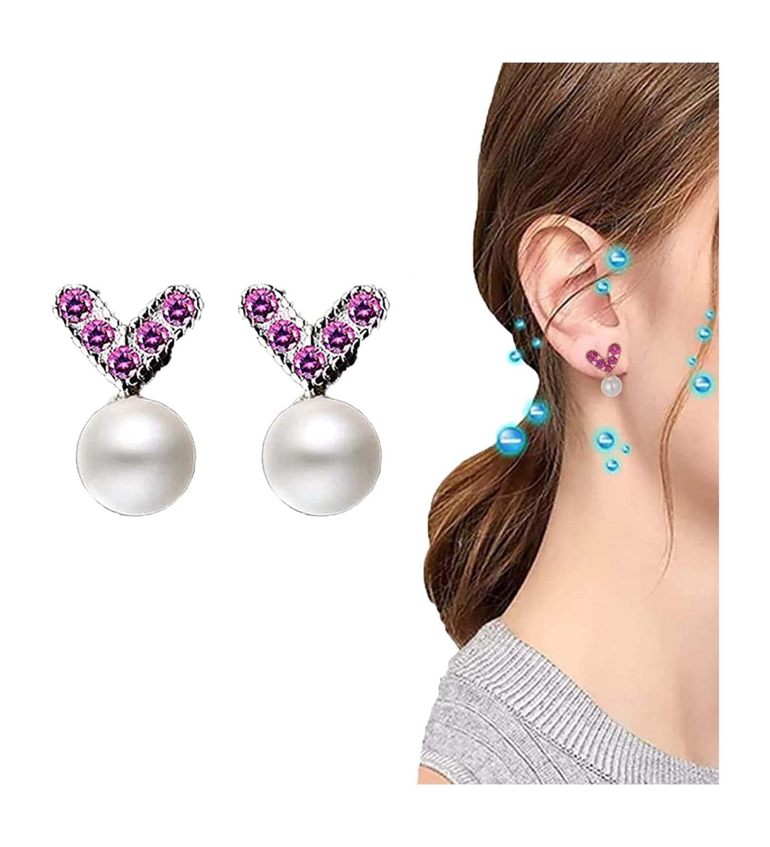 Dorina Ear Acupressure Magnetic Therapy Detox Earrings - Slimming Lymph-Detox Jewelry (Pink 1 Pair) - Buy Online on GoSupps.com