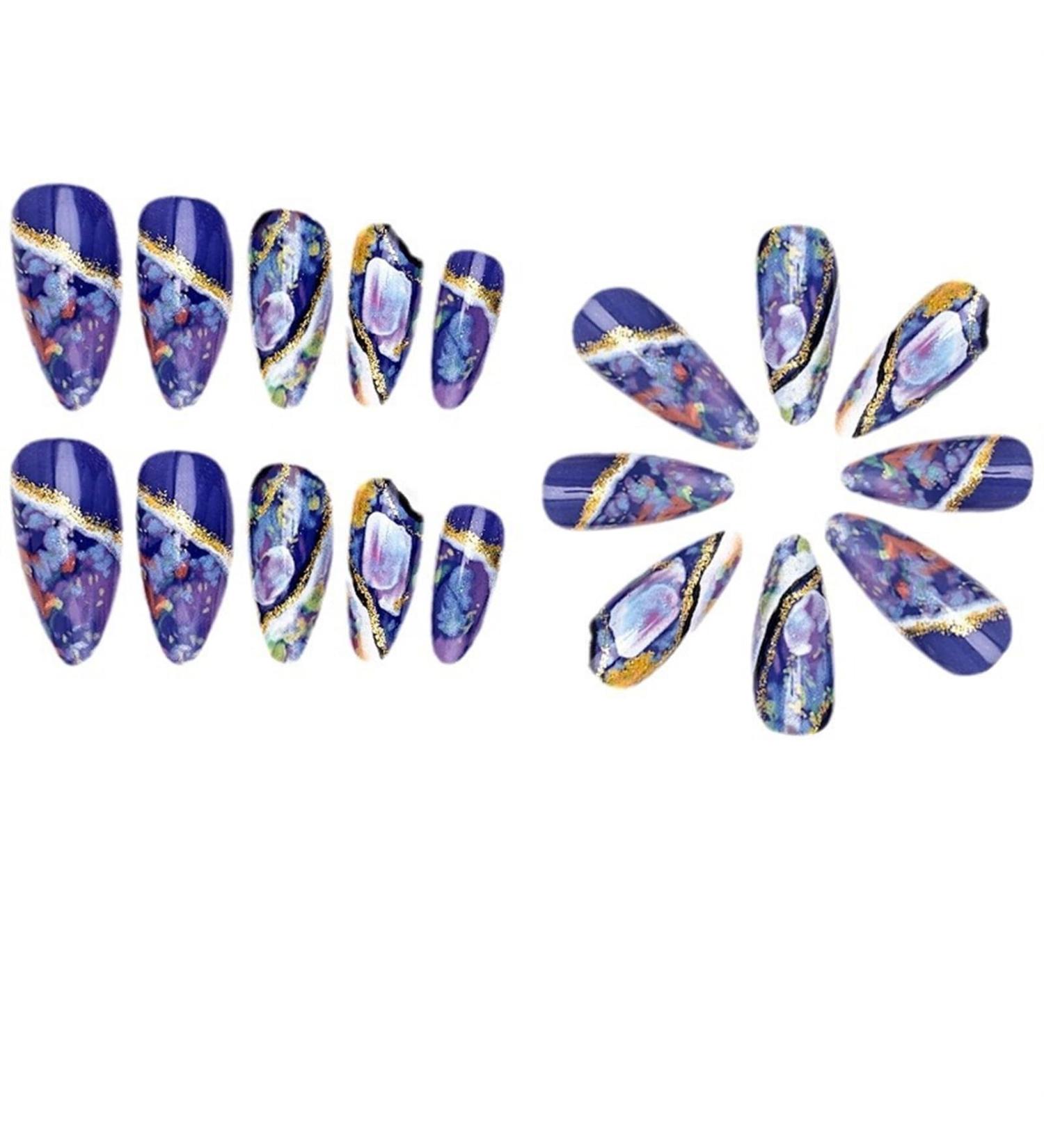 Nail art pieces glazed amber pattern ins style wearable nails almond nail pieces finished products light luxury style hot girl nail art pieces fake nail patches 1 count (Pack of 1) - Buy Online on GoSupps.com