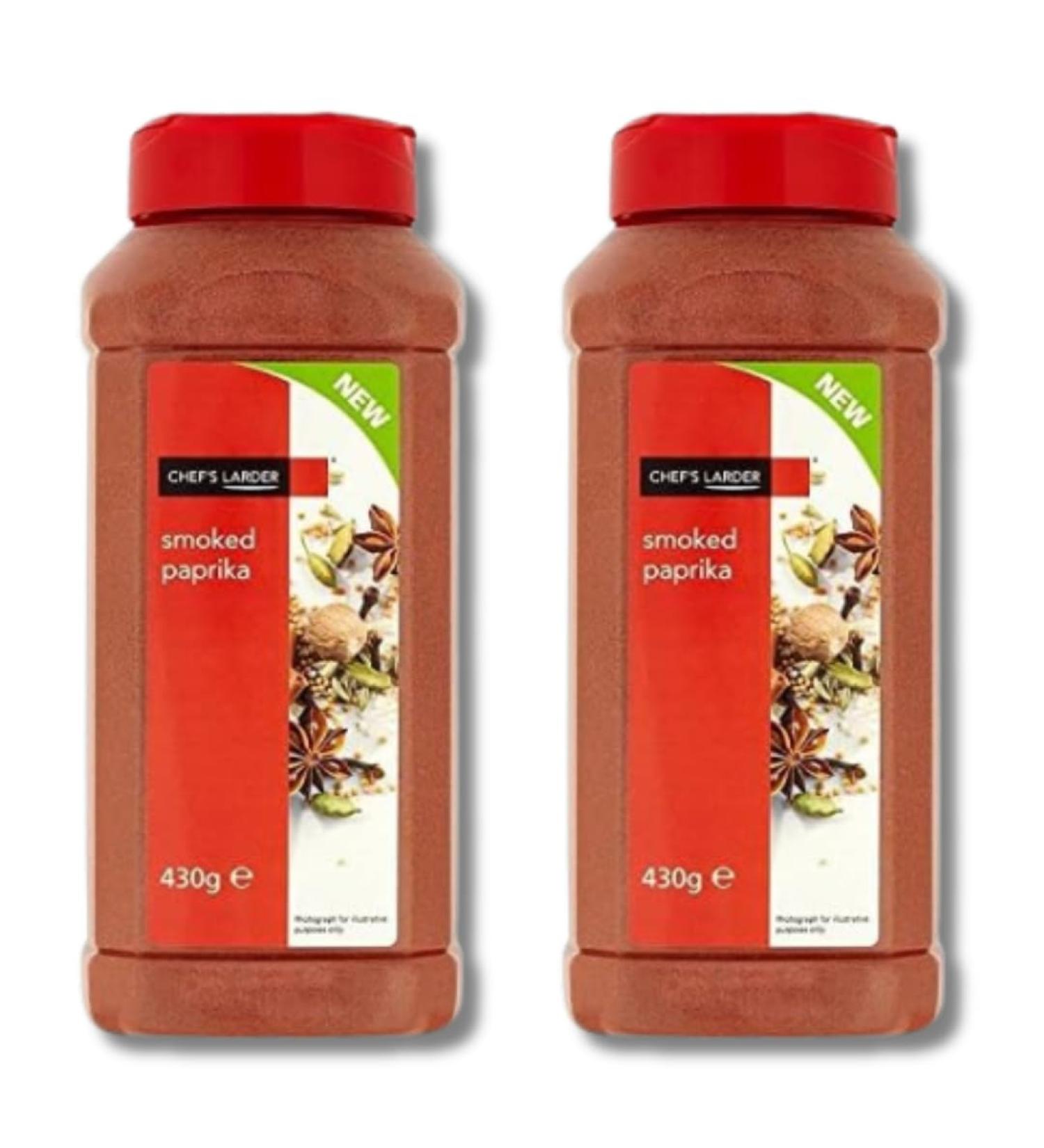 Chefs Larder Smoked Paprika 430g Double Pack - Two 430g Jars of Smoked Paprika for Rich and Flavorful Culinary Creations - Ideal for Savory Stews Grilled Meats - Buy Online on GoSupps.com