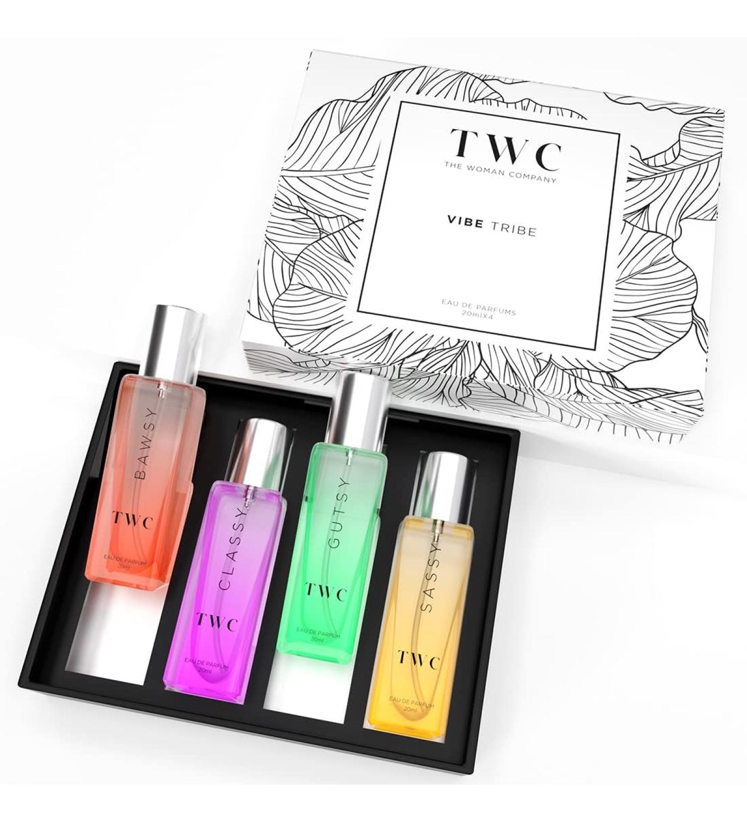 Specially Curated Perfume Gift Set for Women 4 * 20ml - Vibe Tribe | Premium Long-Lasting Fragrance | BAWSY for Office Going | CLASSY for Date | GUTSY for Outing | SASSY for Party - Buy Online on GoSupps.com
