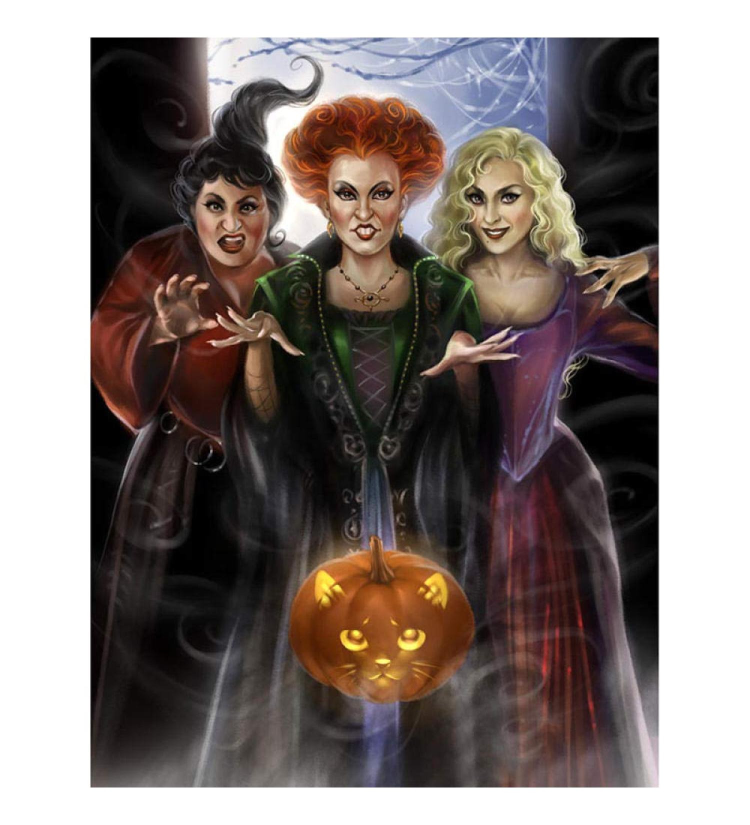 5D DIY Halloween Diamond Painting Kit - Three Pumpkin Witches Cross Stitch Embroidery for Adults - Buy Online on GoSupps.com