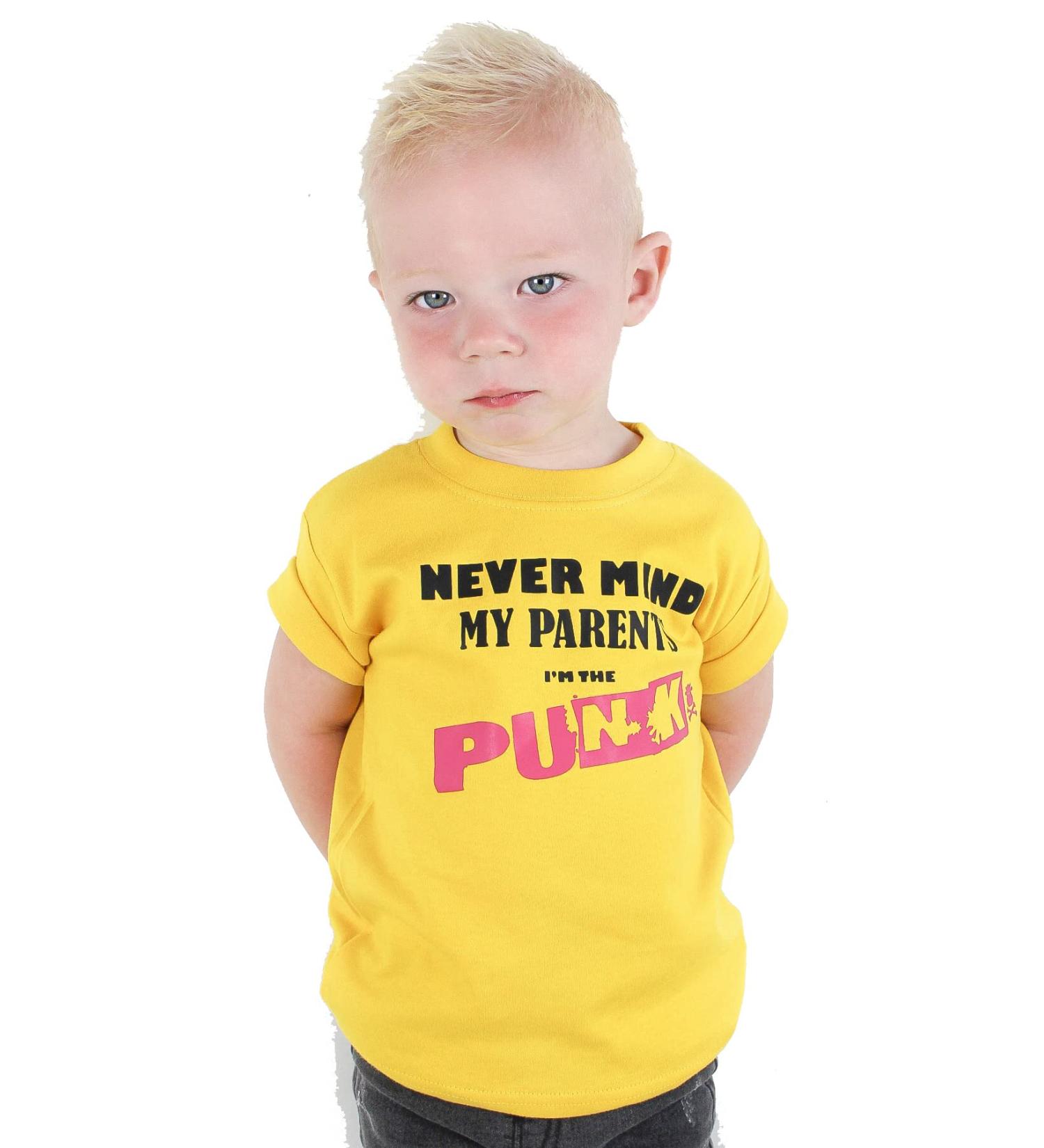 Punk Baby Toddler & Kids T-Shirt | Never Mind The Parents | Unique Rock Music Tee | Gift for New Parents | 1-2 Years Yellow - Buy Online on GoSupps.com