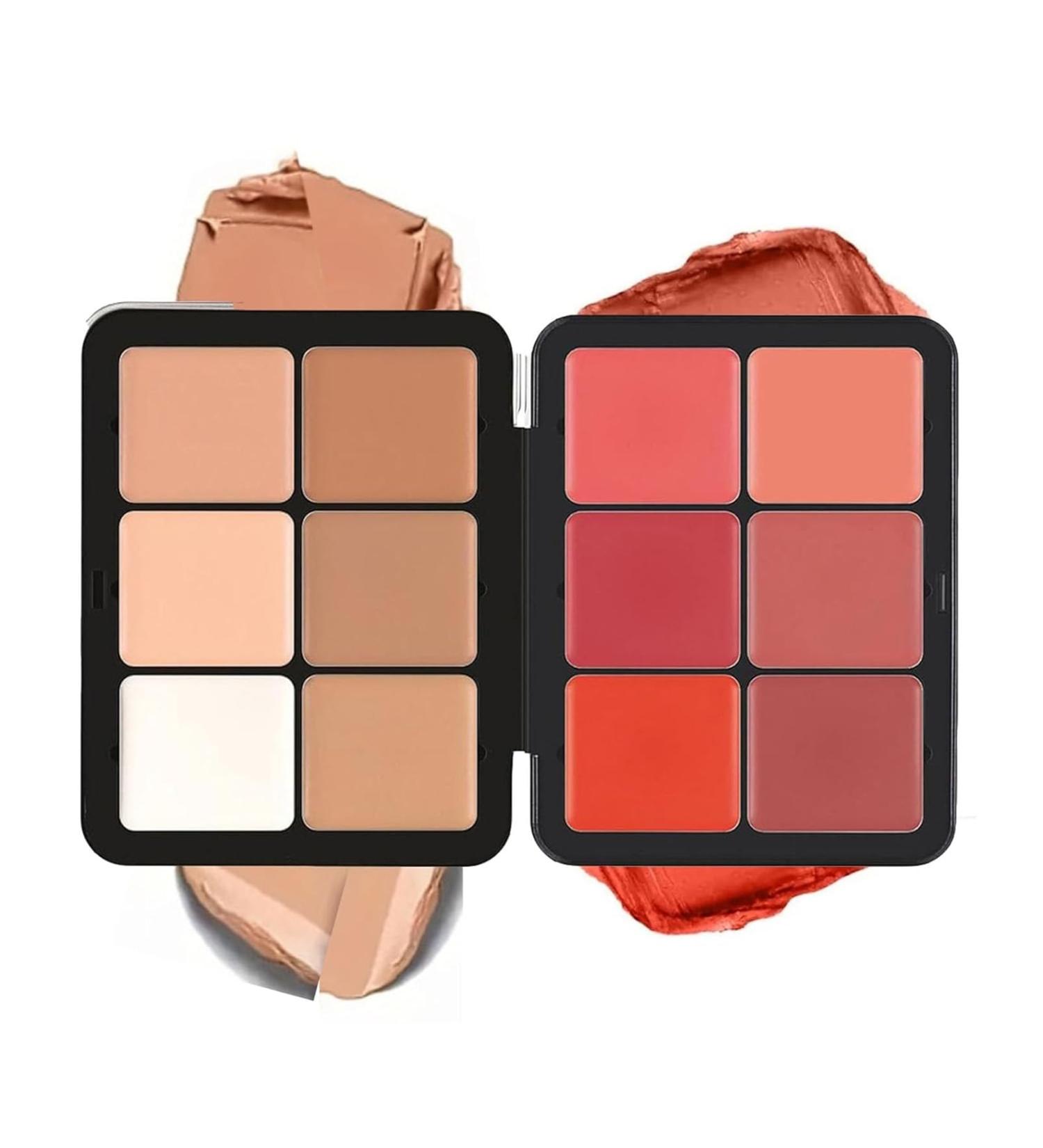 12-Color Concealer & Blush Cream Palette 2-In-1 Cream Blush Palette Long-Wearing Full Coverage Makeup Full Coverage Makeup Highlight Blush Palette Face Cosmetics Makeup (12-1) - Buy Online on GoSupps.com
