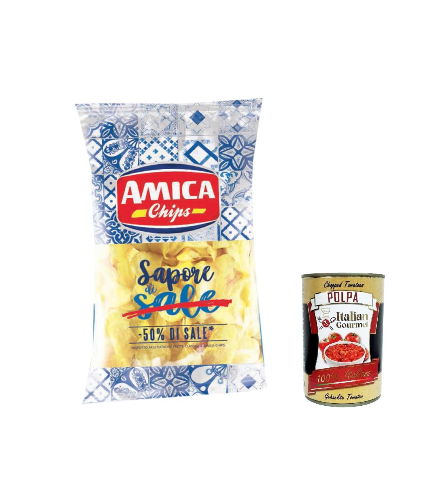  Italian Gourmet E.R. Amica Patatine Sapori di Sale Potato Chips 175 g 50% Salt + Italian Gourmet Pulp 400 g - Buy Online on GoSupps.com