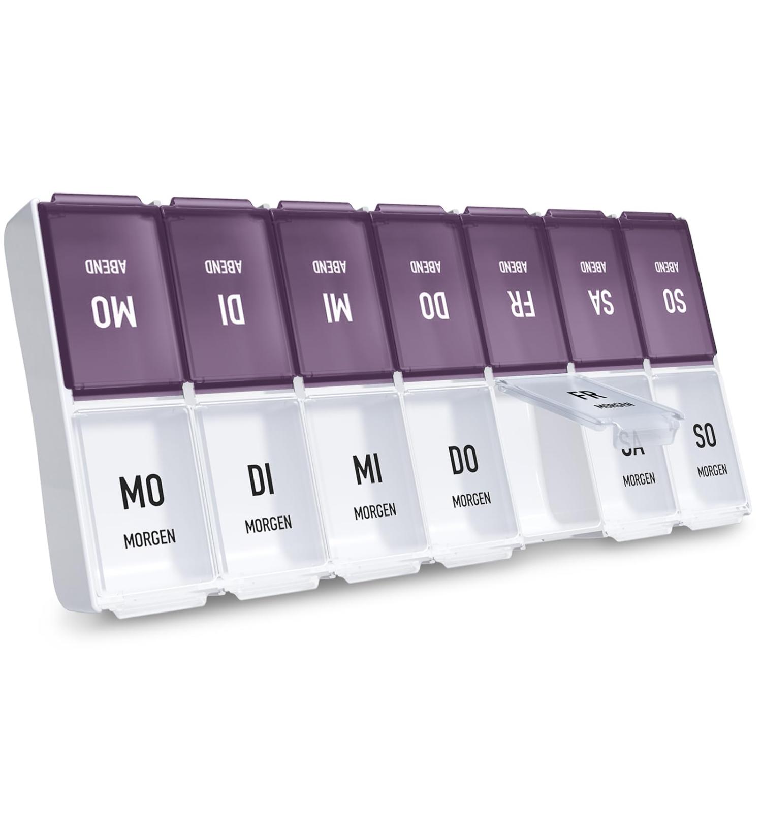 Buy Auvon 7-Day Tablet Box - Handy Pill Organizer for Medications Vitamins & Supplements (Violet) - International Shipping Available - Buy Online on GoSupps.com